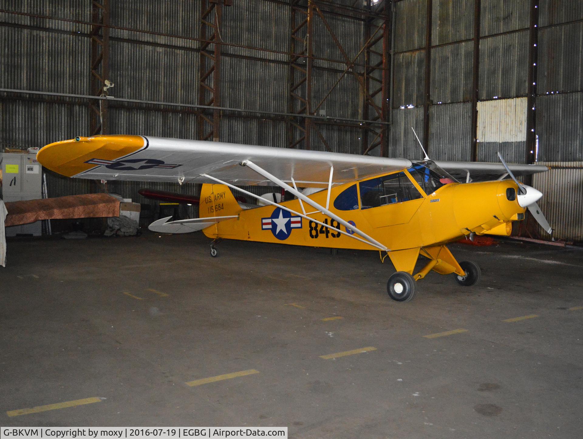 G-BKVM, 1951 Piper L-21A Super Cub (PA-18-125) C/N 18-849, Piper L-21A (Modified) Super Cub at Leicester Airport, Ex PH-KAZ and USAAC 115684