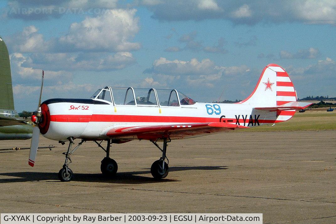 G-XYAK, 1989 Bacau Yak-52 C/N 899413, Yakovlev Yak-52 [899413] Duxford~G 23/09/2003