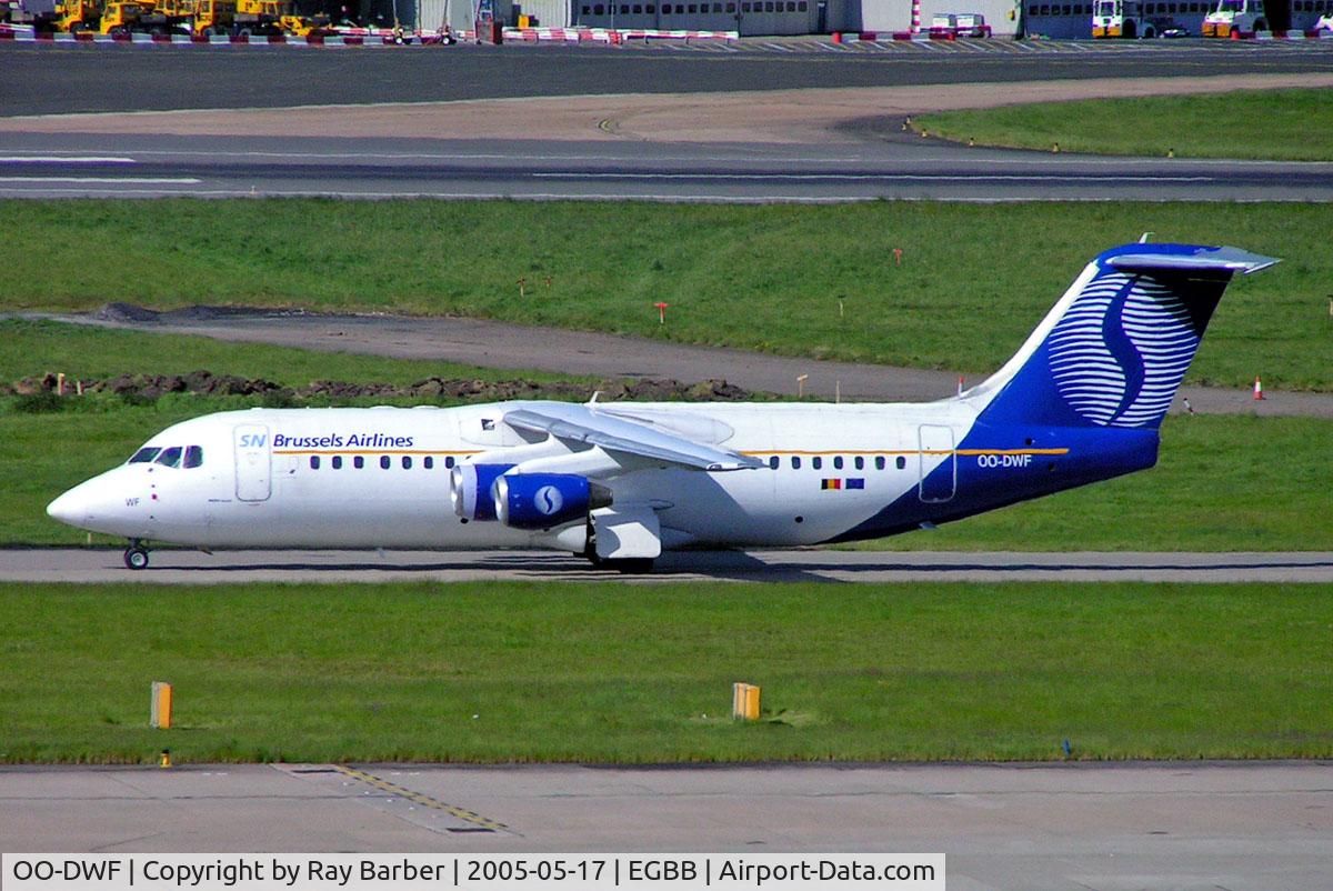 OO-DWF, 1998 British Aerospace Avro 146-RJ100 C/N E3332, BAe 146-RJ100 [E3332] (SN Brussels Airlines) Birmingham Int'l~G 17/05/2005