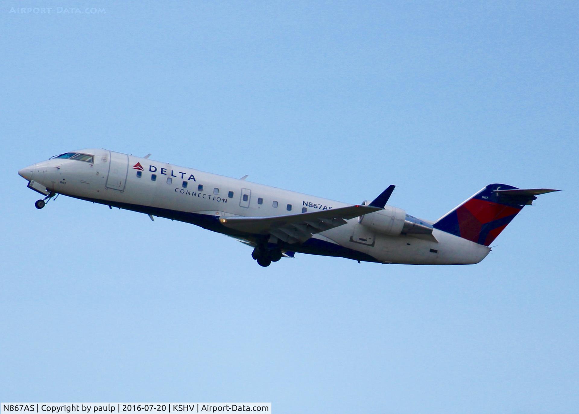 N867AS, 2000 Bombardier CRJ-200ER (CL-600-2B19) C/N 7463, At Shreveport Regional.