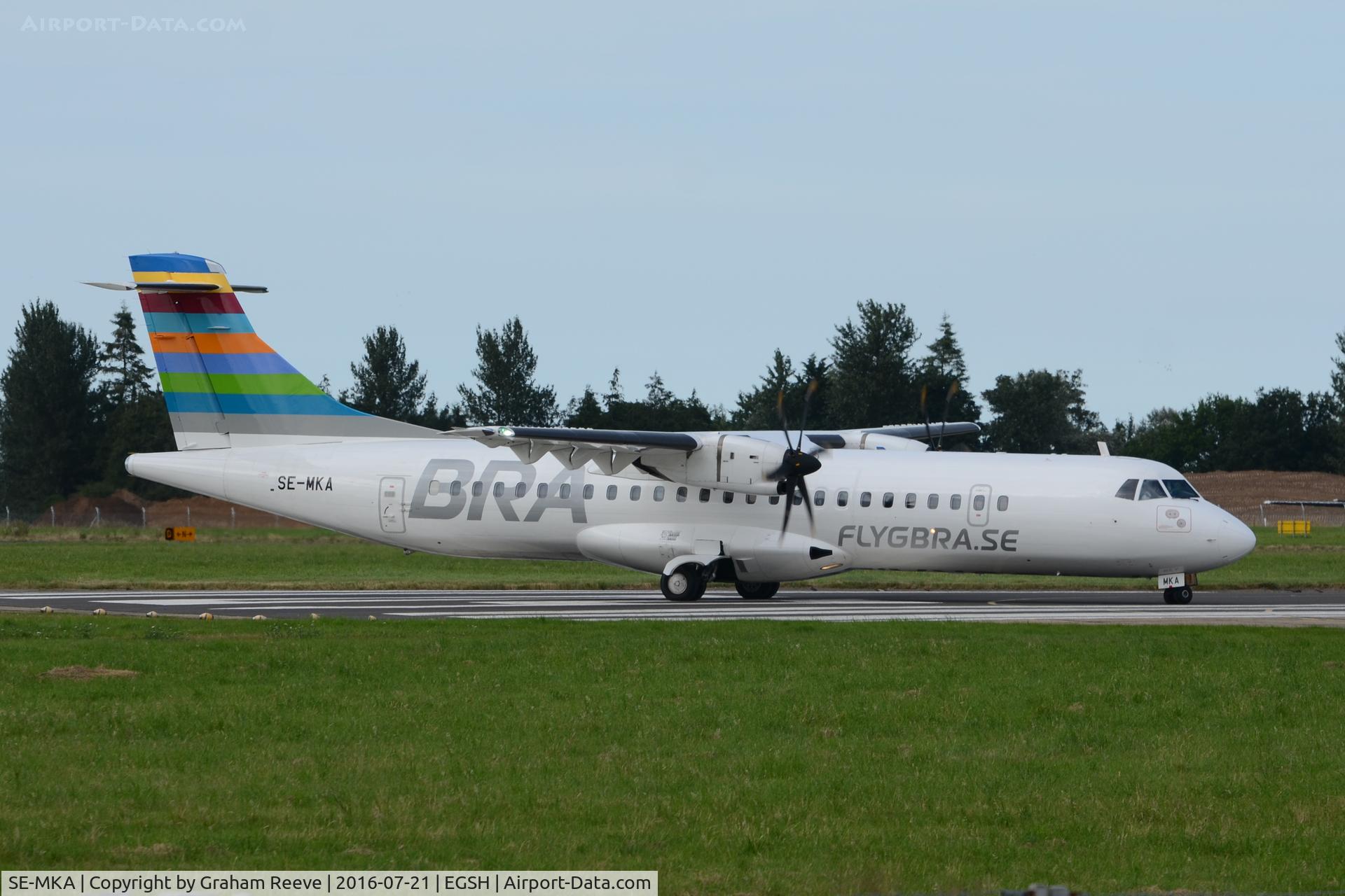SE-MKA, 2015 ATR 72-212A C/N 1276, About to depart from Norwich in a new colour scheme.