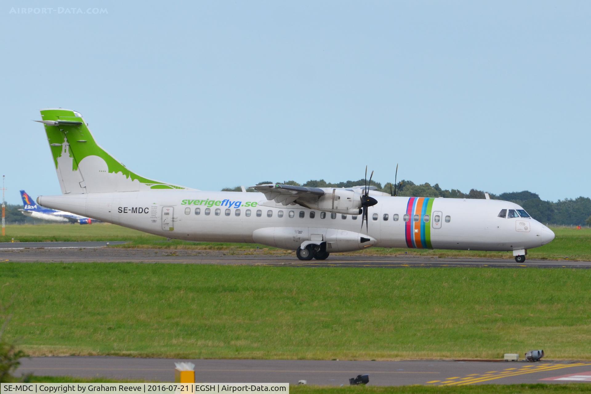 SE-MDC, 2009 ATR 72-212A C/N 894, Just landed at Norwich.