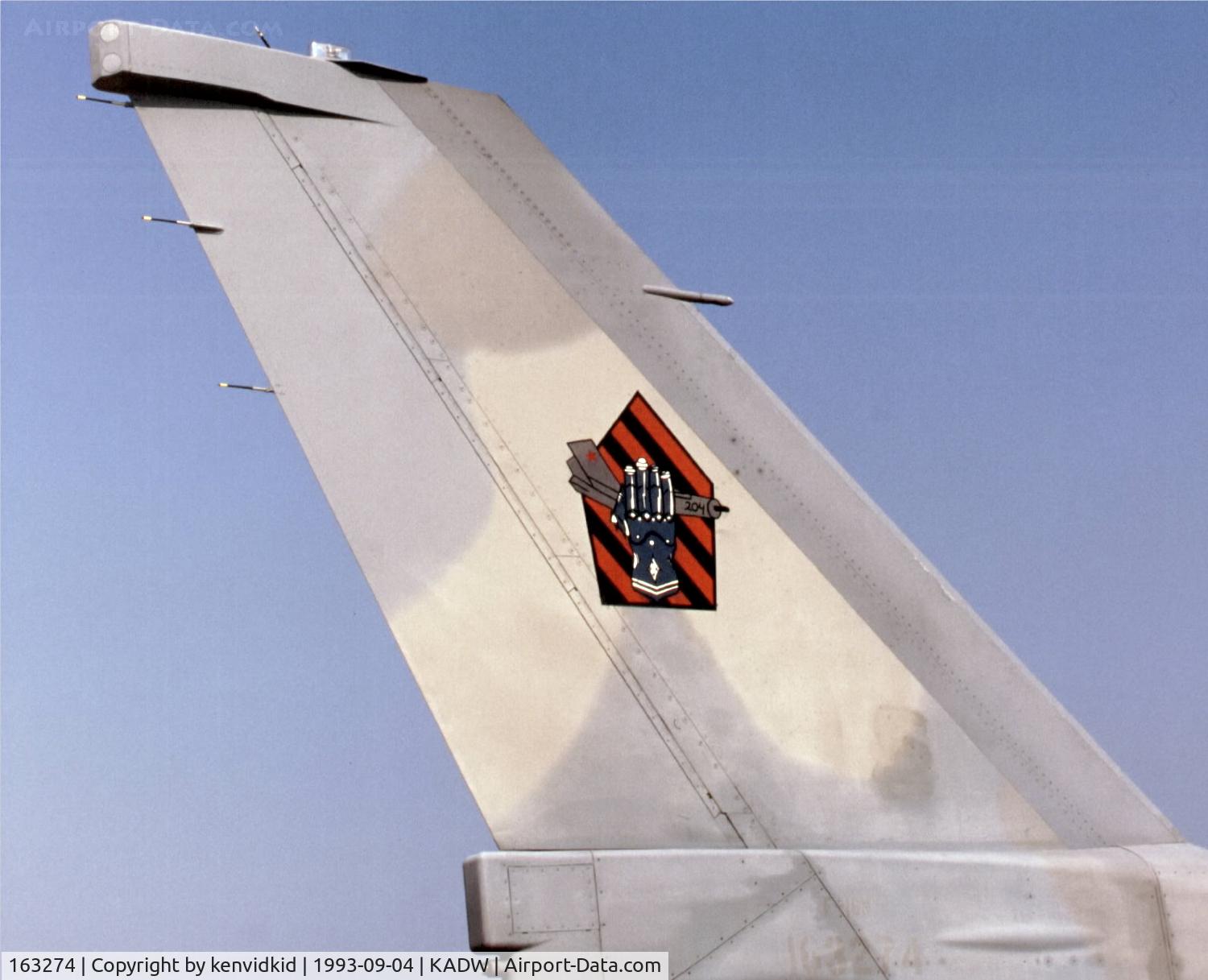 163274, General Dynamics F-16N Fighting Falcon C/N 3M-7, Andrew's Air Force base visiting aircraft ramp.