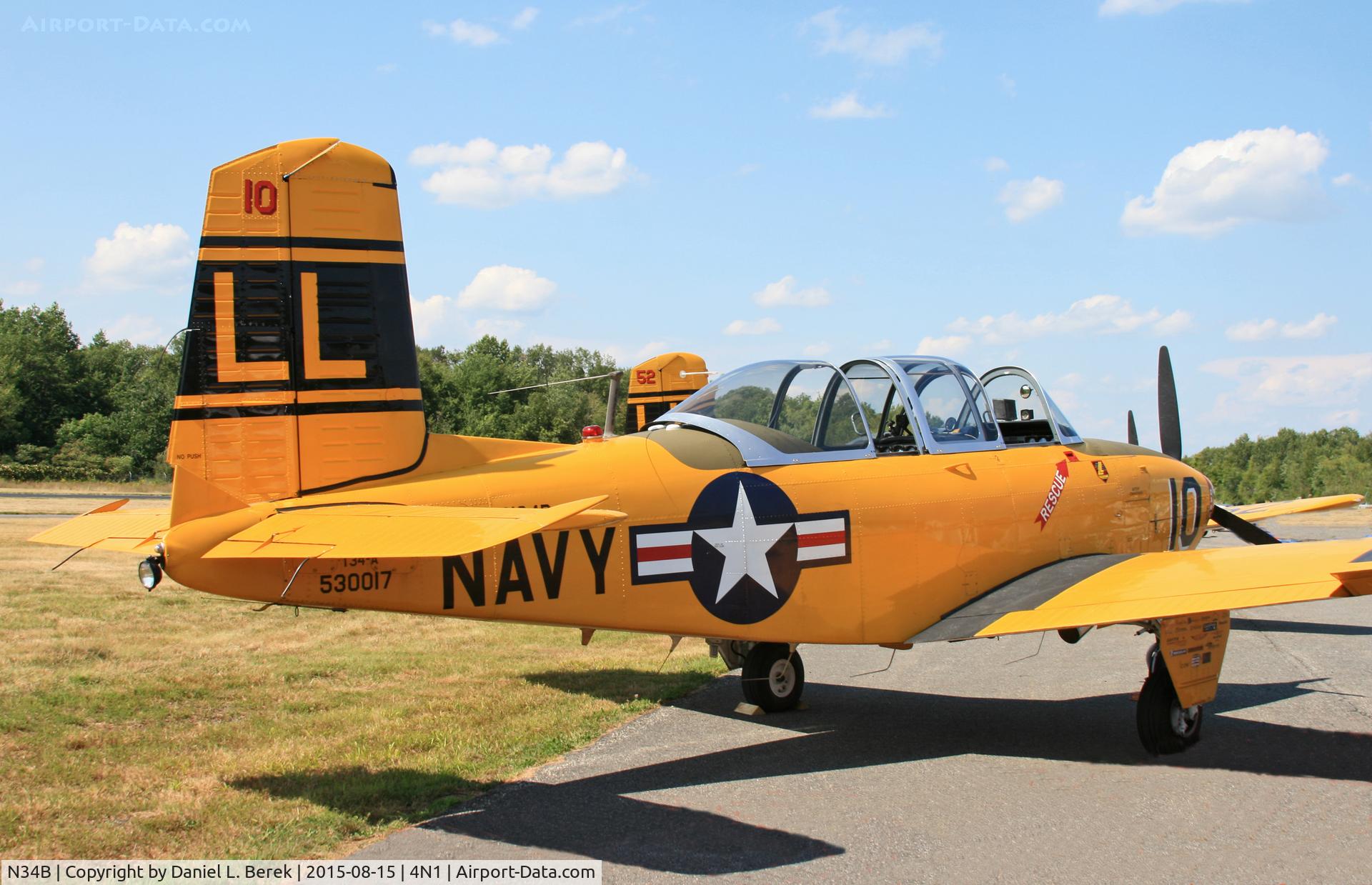 N34B, 1952 Beech B-45 C/N G-17, Nice visitor at the 2015 Greenwood Lake airshow.