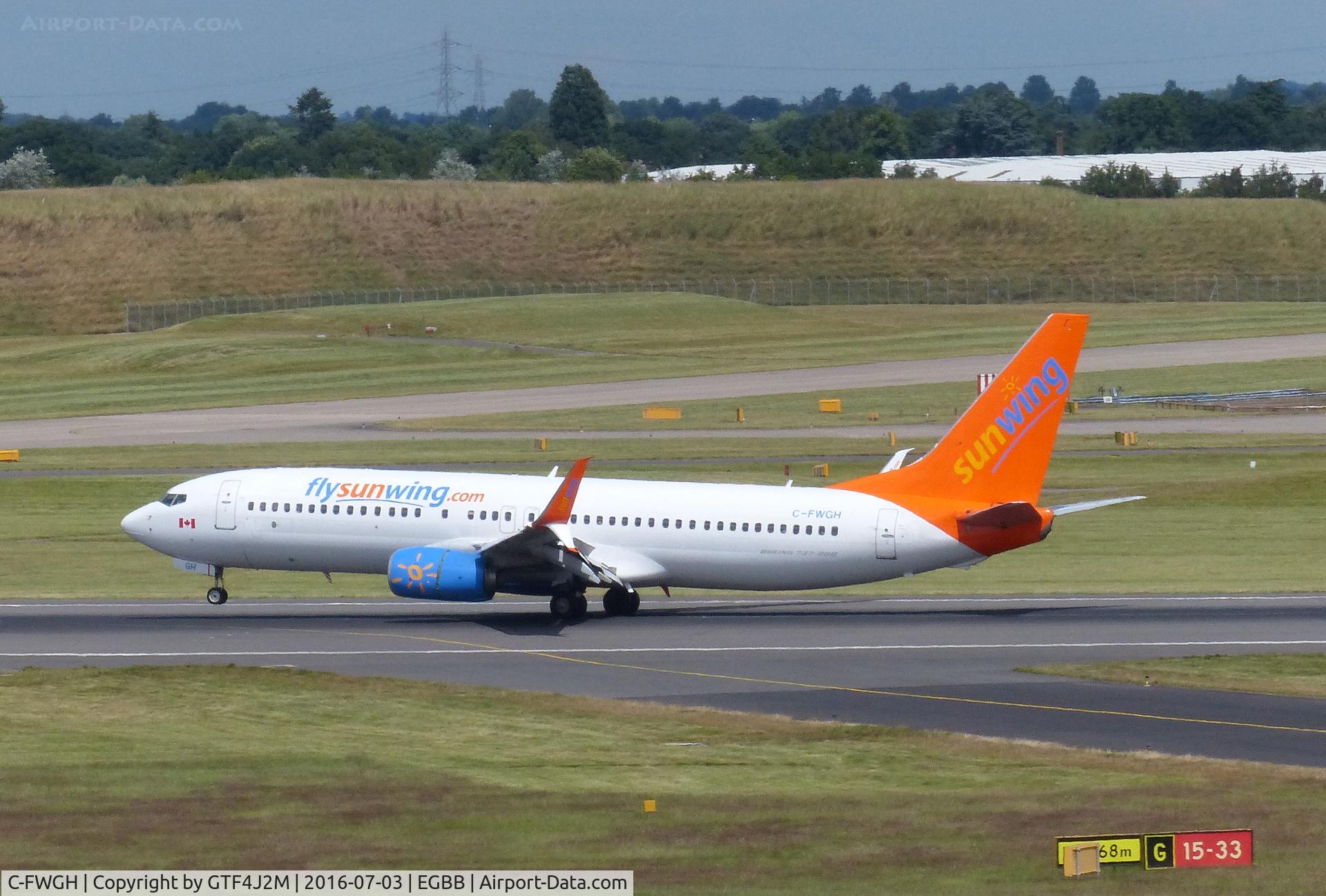 C-FWGH, 2011 Boeing 737-86J C/N 37752, C-FWGH at Birmingham 3.7.16 on summer lease to Thomson AW