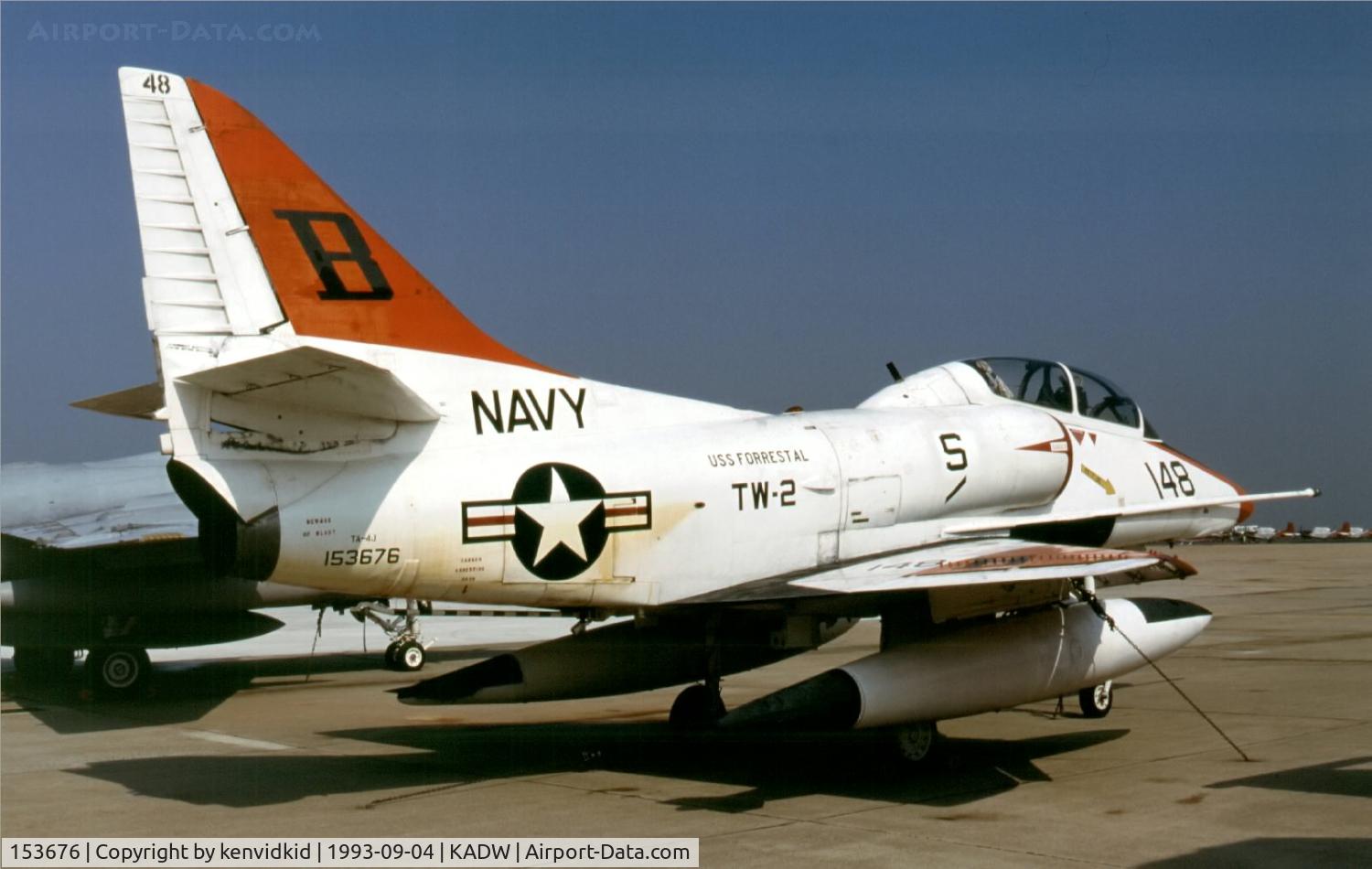 153676, Douglas TA-4J Skyhawk C/N 13609, Andrew's Air Force base visiting aircraft ramp.