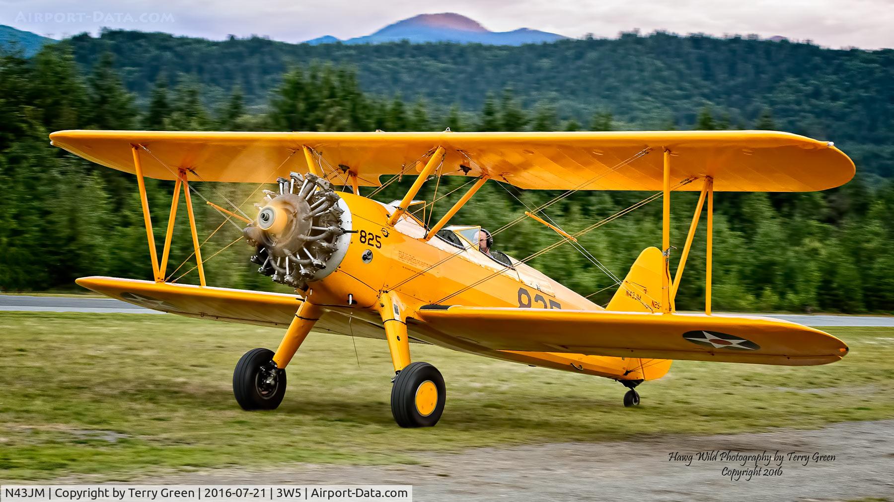 N43JM, 1943 Boeing PT-13D Kaydet (E75) C/N 75-5825, North Cascade Vintage Aircraft Fly-In