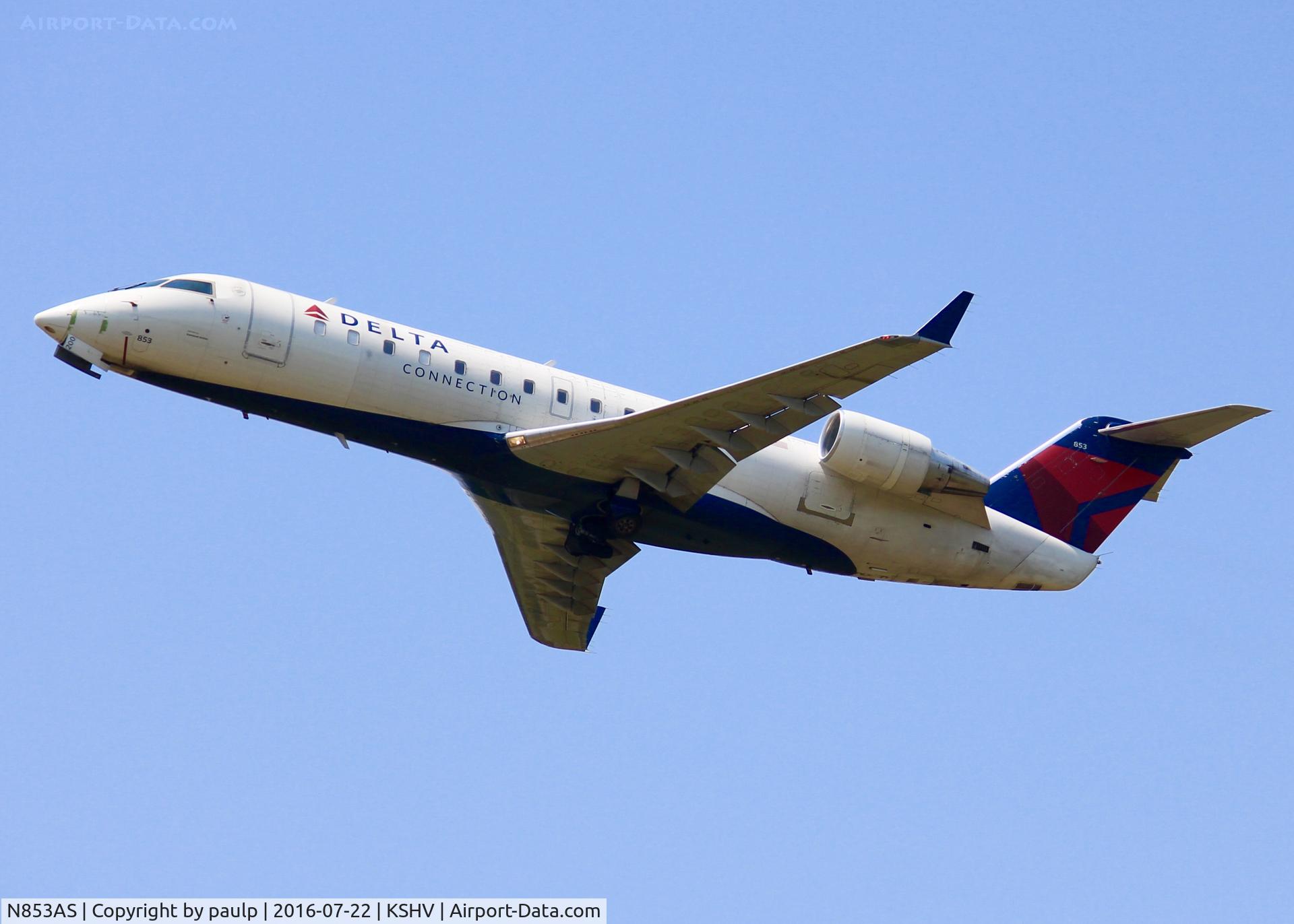 N853AS, 2000 Bombardier CRJ-200ER (CL-600-2B19) C/N 7374, At Shreveport Regional.