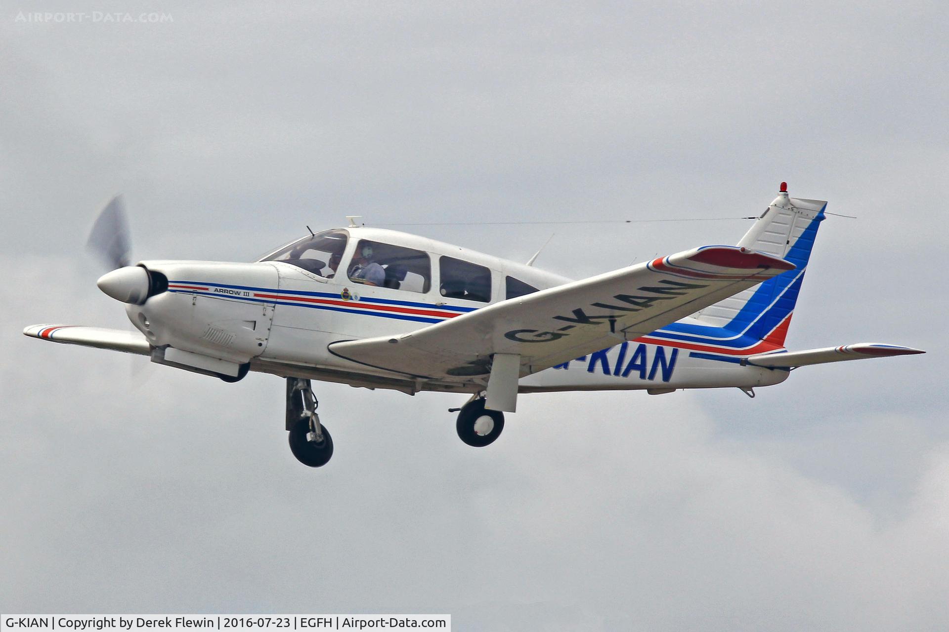 G-KIAN, 1978 Piper PA-28R-201 Cherokee Arrow III C/N 28R-7837022, Cherokee Arrow III, White Waltham Berkshire based, previously N47986, D-EAVD, SE-LLP, seen departing runway 22.