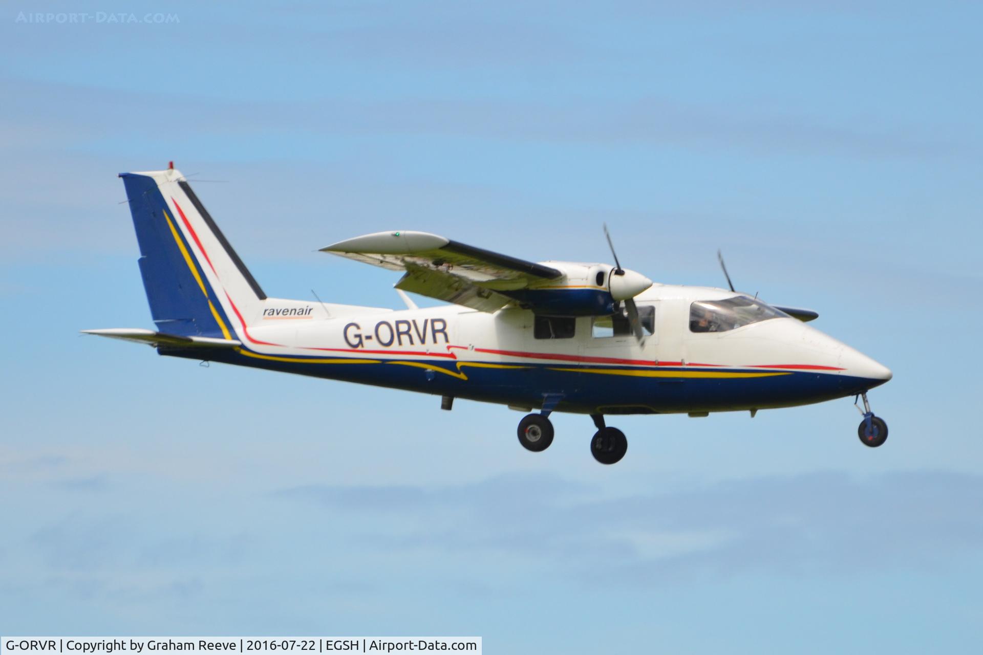 G-ORVR, 1977 Partenavia P-68B Victor C/N 115, Landing at Norwich.