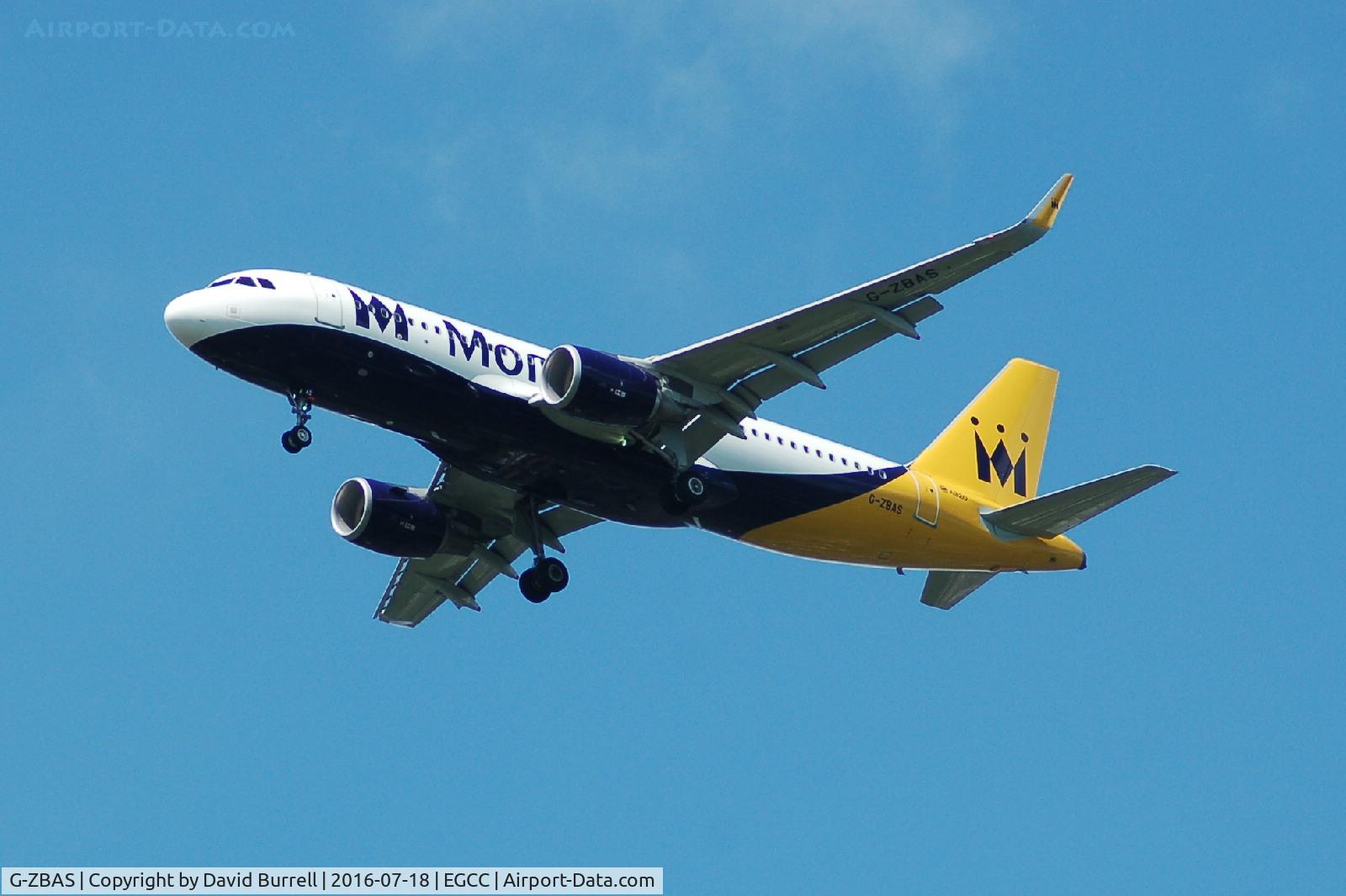 G-ZBAS, 2015 Airbus A320-214 C/N 6550, Monarch Airlines G-ZBAS on approach to Manchester Airport.