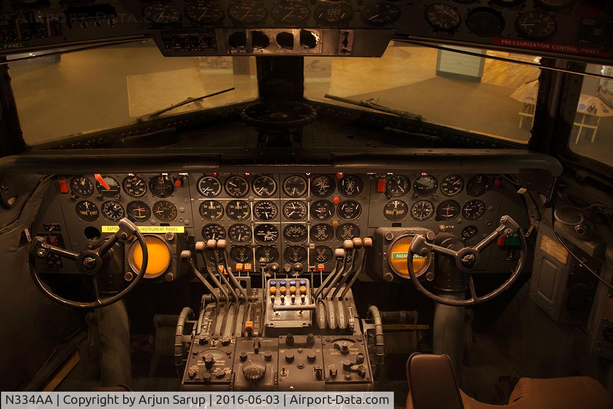 N334AA, 1956 Douglas DC-7 C/N 45106, Flight deck of American Airlines flagship 'Vermont', on display at the National Air and Space Museum.