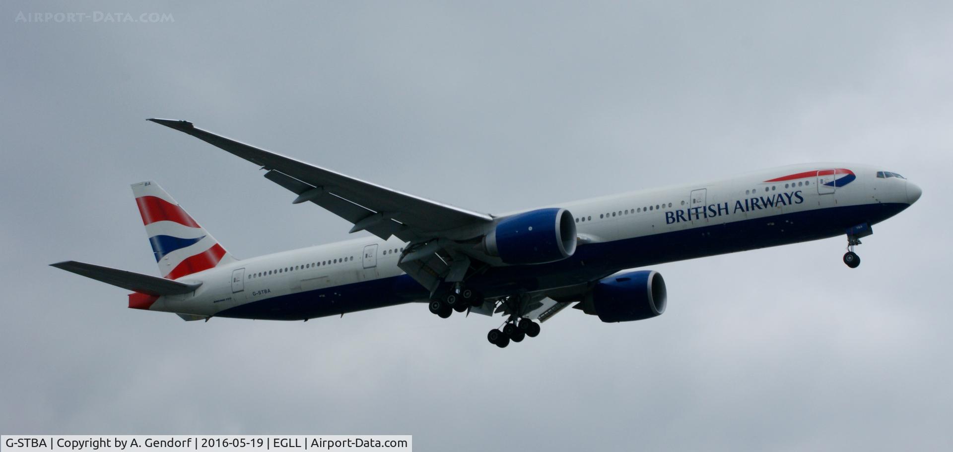 G-STBA, 2010 Boeing 777-336/ER C/N 40542, British Airways, is here landing at London Heathrow(EGLL)