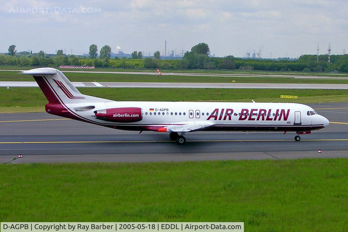 D-AGPB, 1989 Fokker 100 (F-28-0100) C/N 11278, Fokker F-100 [11278] (Air Berlin) Dusseldorf~D 18/05/2006