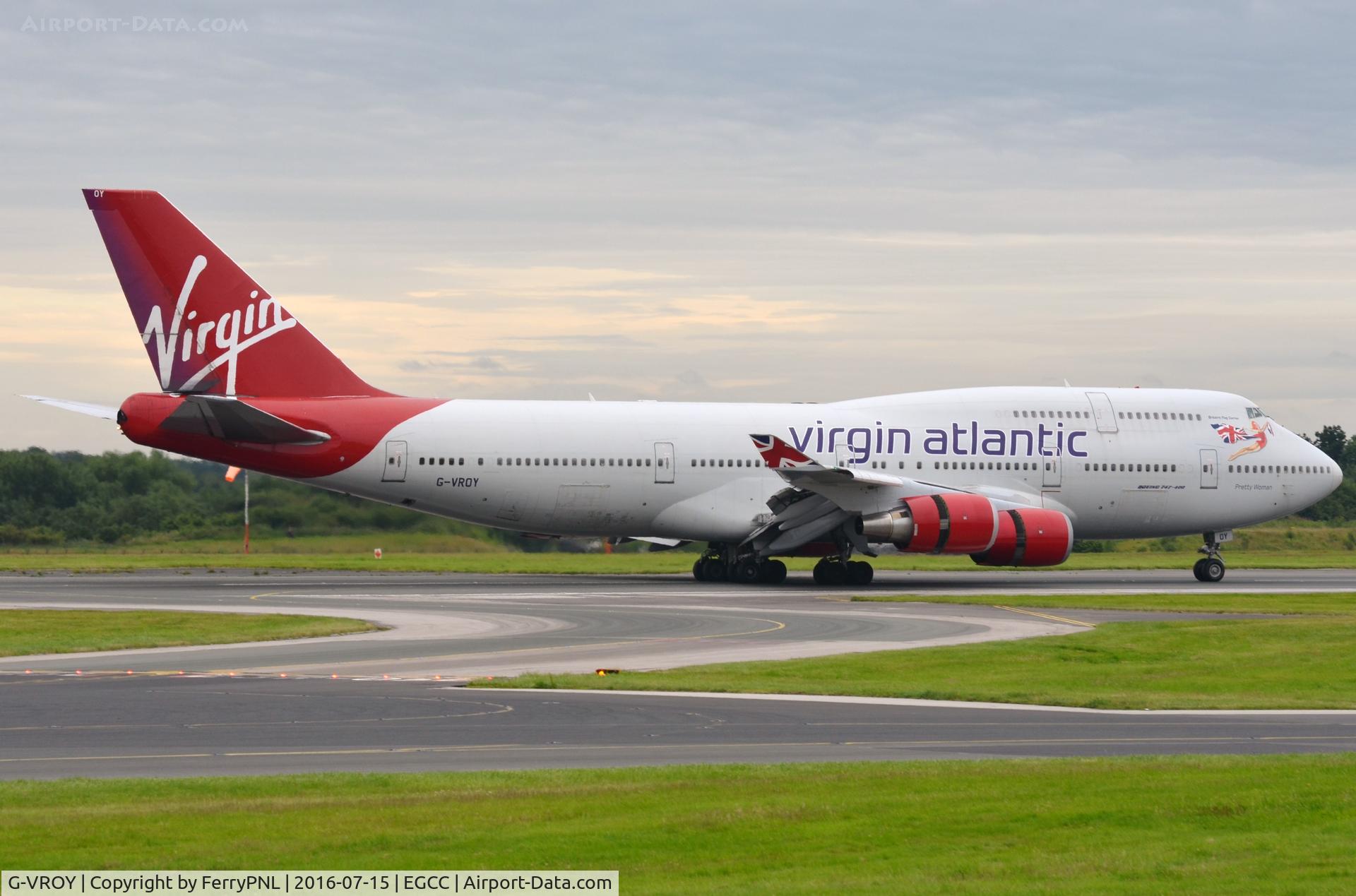 G-VROY, 2001 Boeing 747-443 C/N 32340, Virgin B744 coming to a stop.