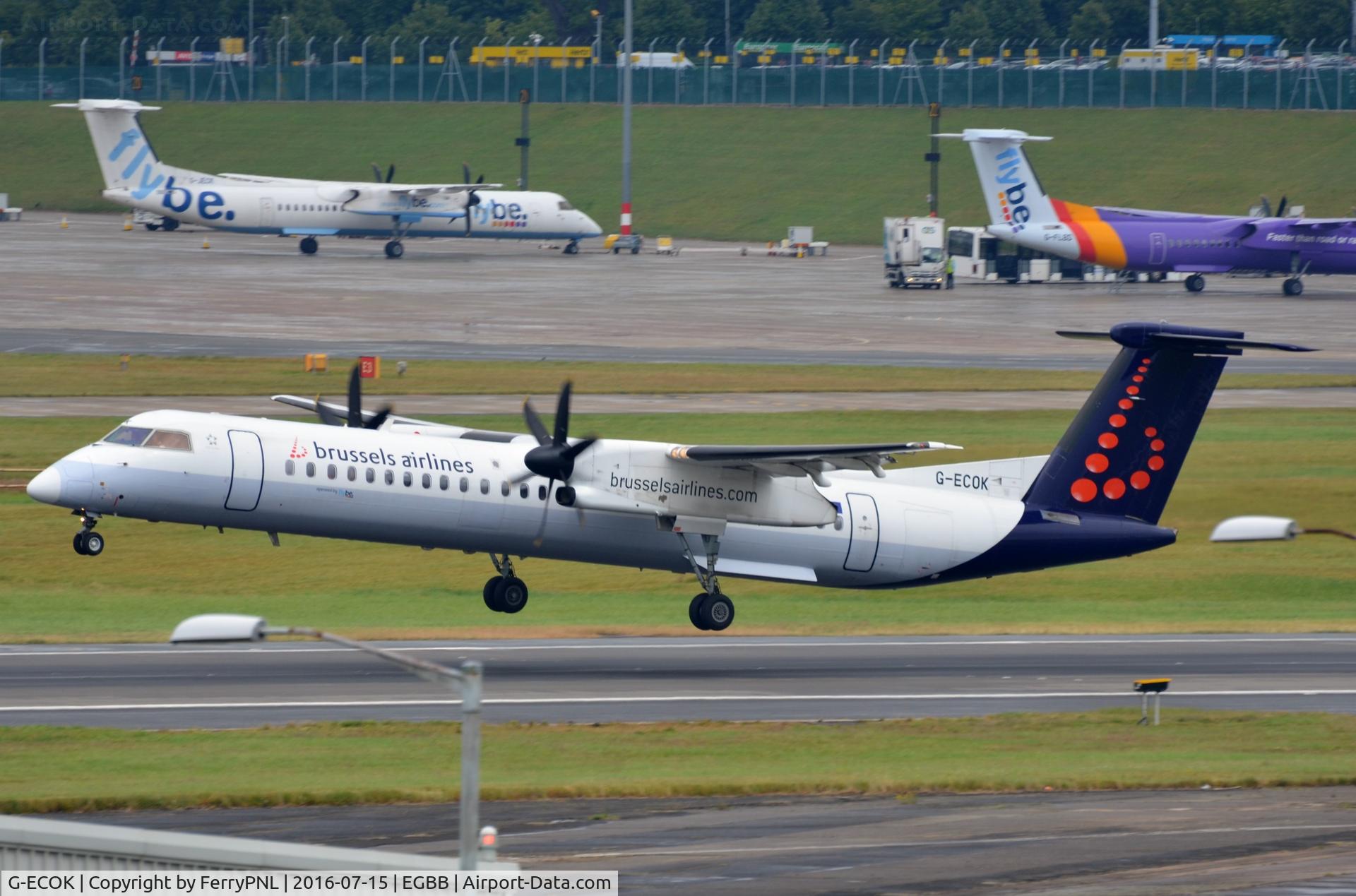G-ECOK, 2008 Bombardier DHC-8-402Q Dash 8 C/N 4230, Three Flybe operated planes in 3 different color schemes.