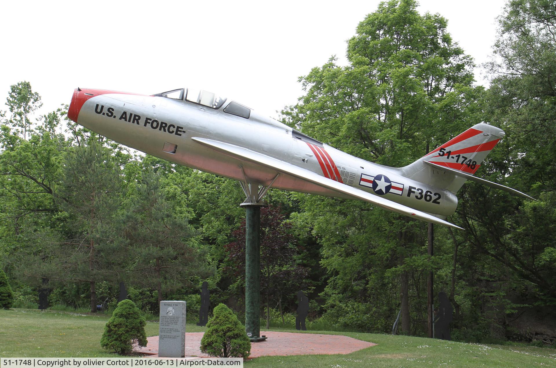 51-1748, 1951 Republic F-84F Thunderstreak C/N Not found 51-1748, American legion post