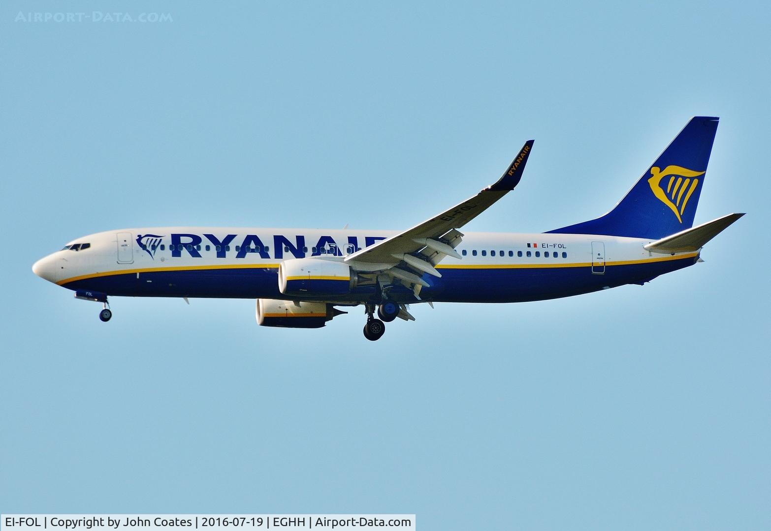 EI-FOL, 2016 Boeing 737-8AS C/N 61580, Crossing West Parley to runway 08