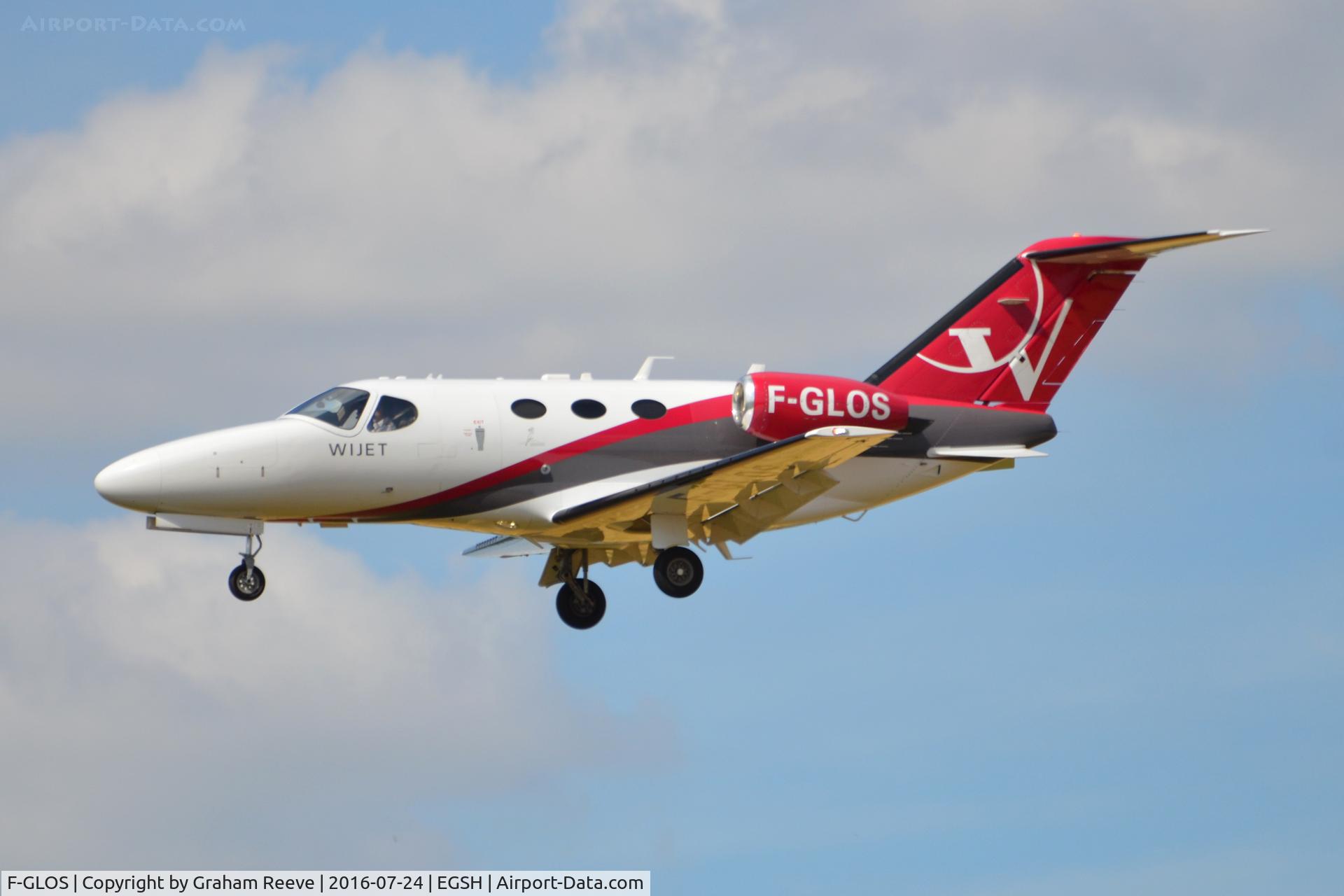 F-GLOS, 2009 Cessna 510 Citation Mustang Citation Mustang C/N 510-0169, Landing at Norwich.