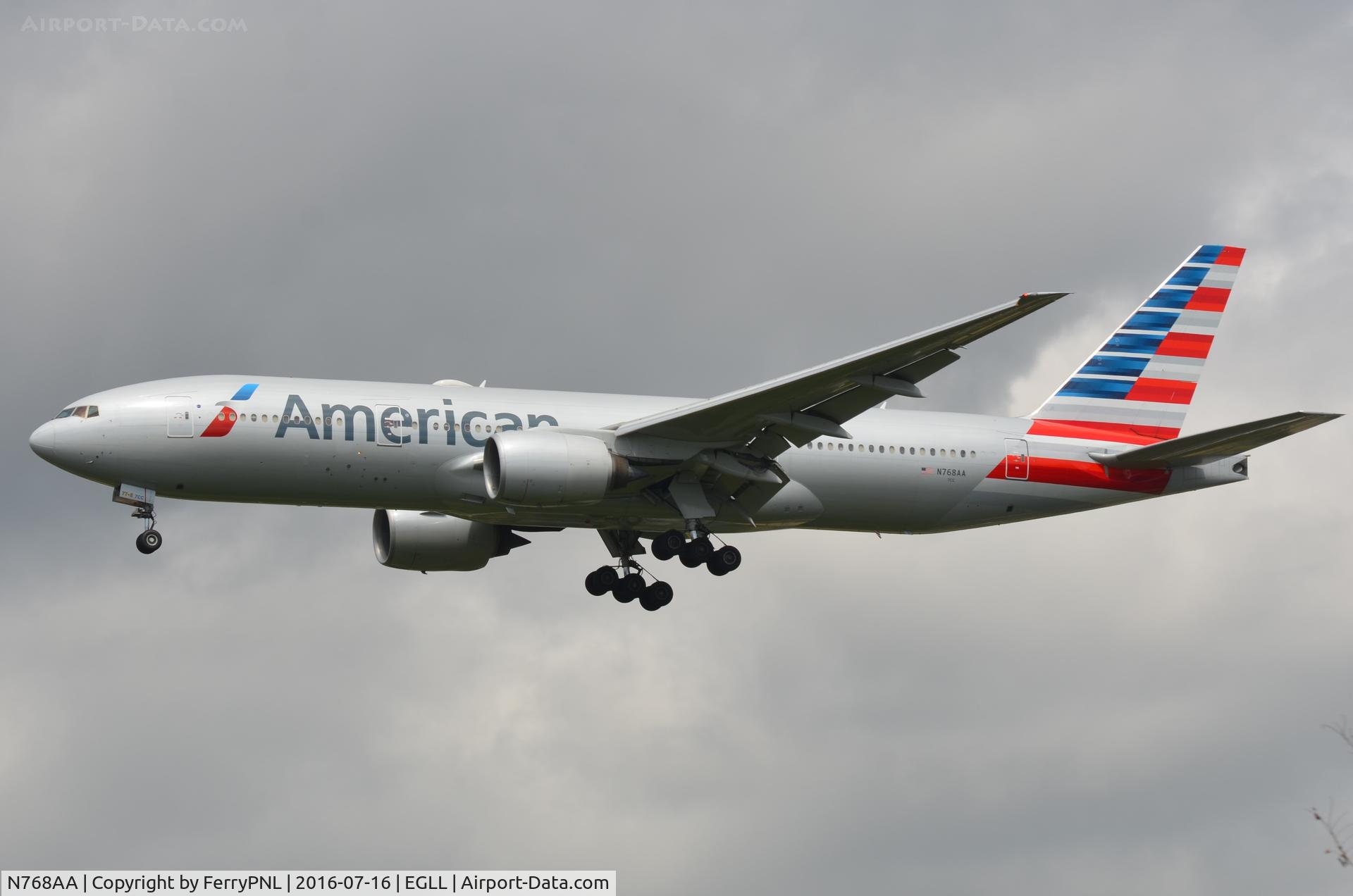 N768AA, 2006 Boeing 777-223 C/N 33540, American B772 arriving in LHR