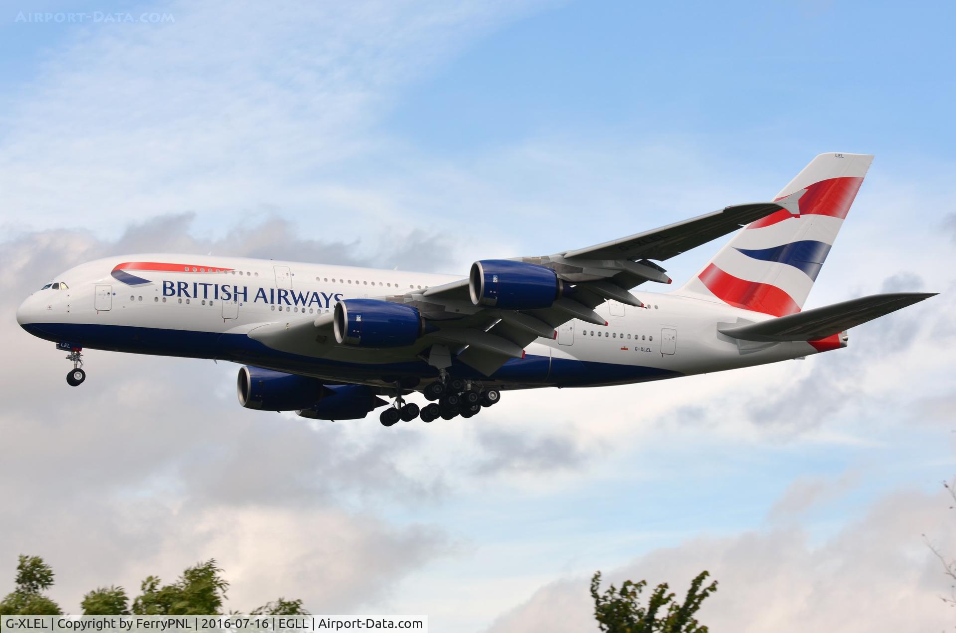 G-XLEL, 2016 Airbus A380-841 C/N 215, BA's latest addition to their A388 fleet.