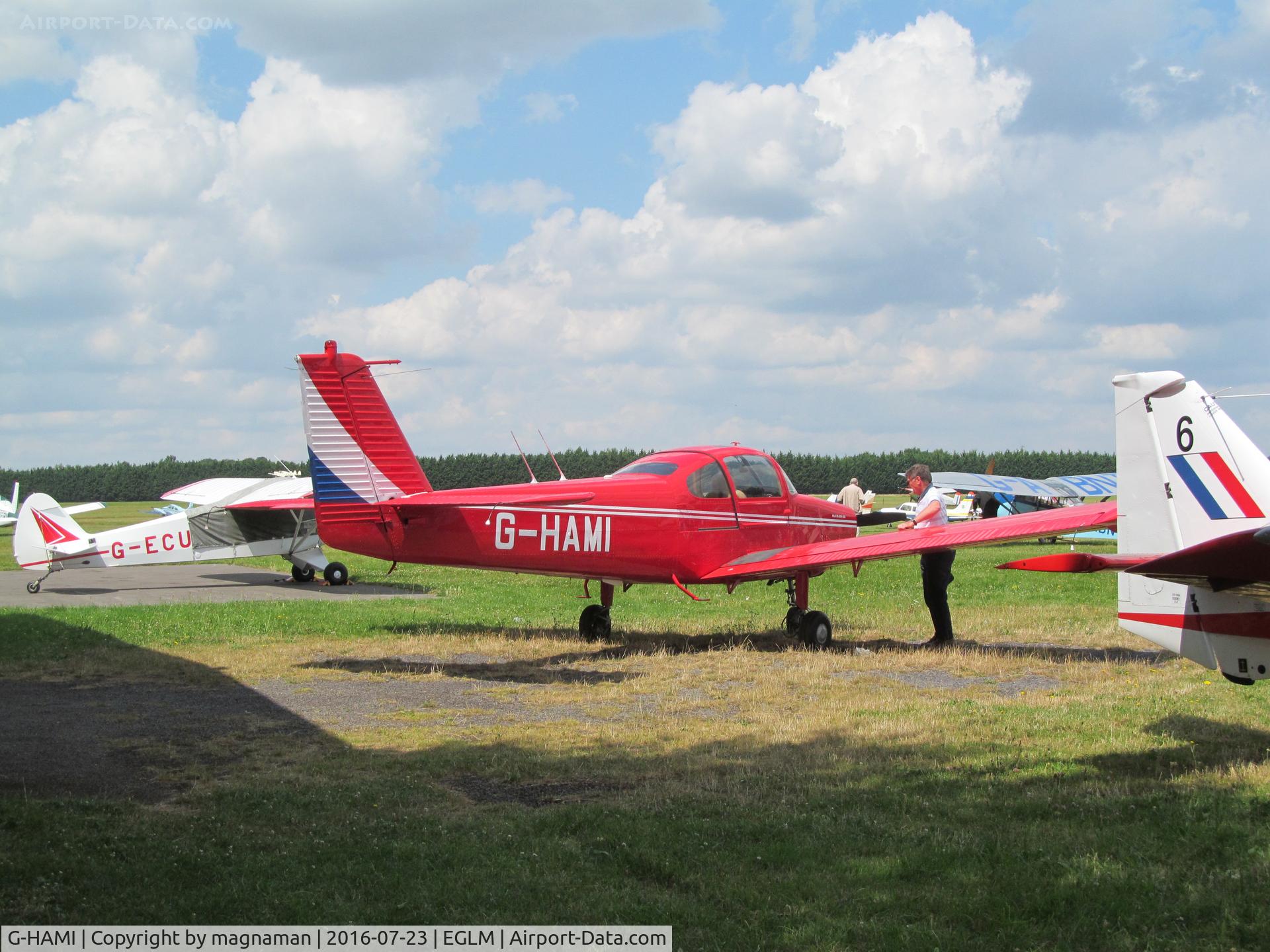 G-HAMI, 1973 Fuji FA-200-180 Aero Subaru C/N 188, in front of hangar