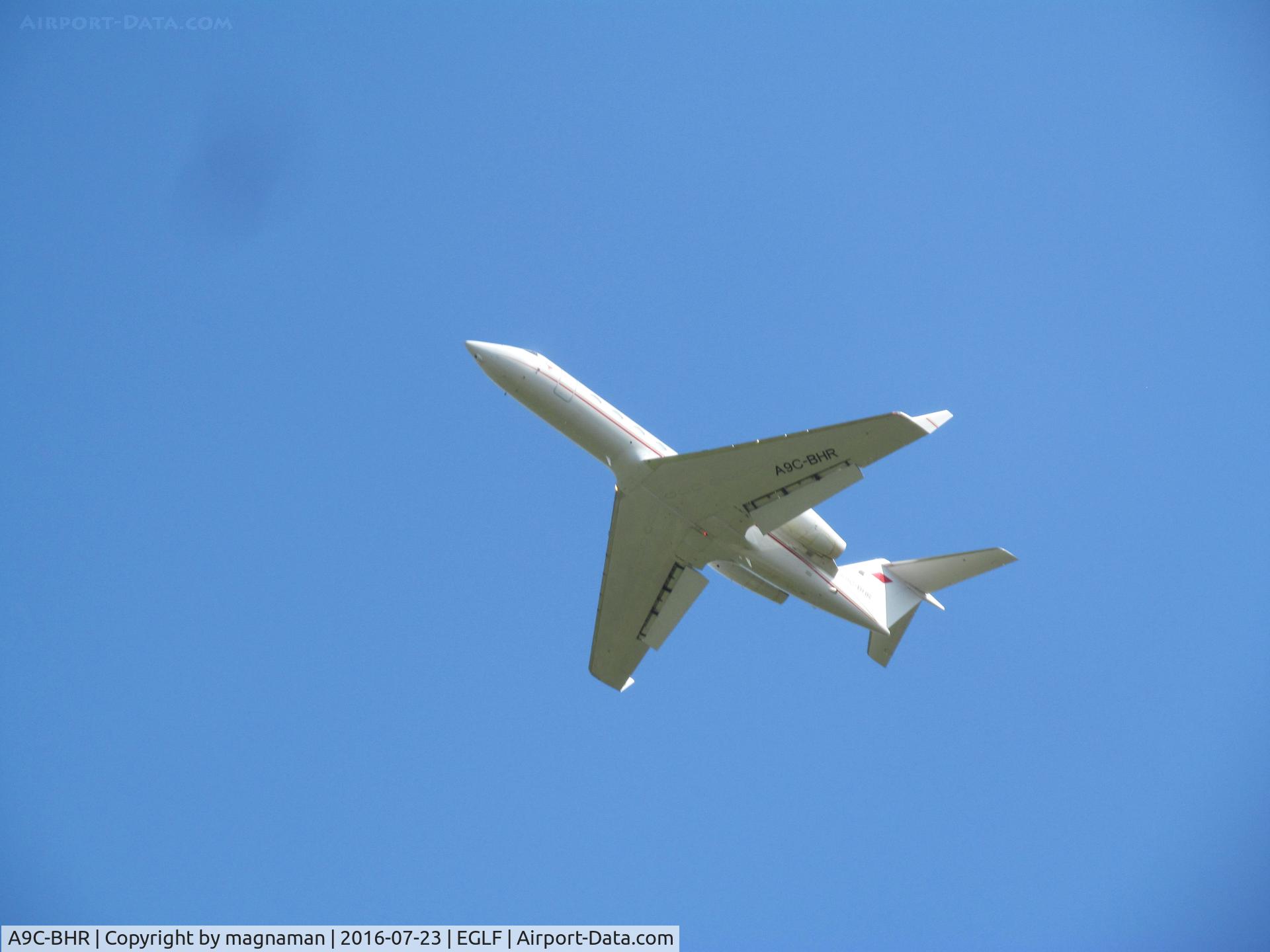 A9C-BHR, 2008 Gulfstream 450 (IVSP) C/N 4156, departing EGLF