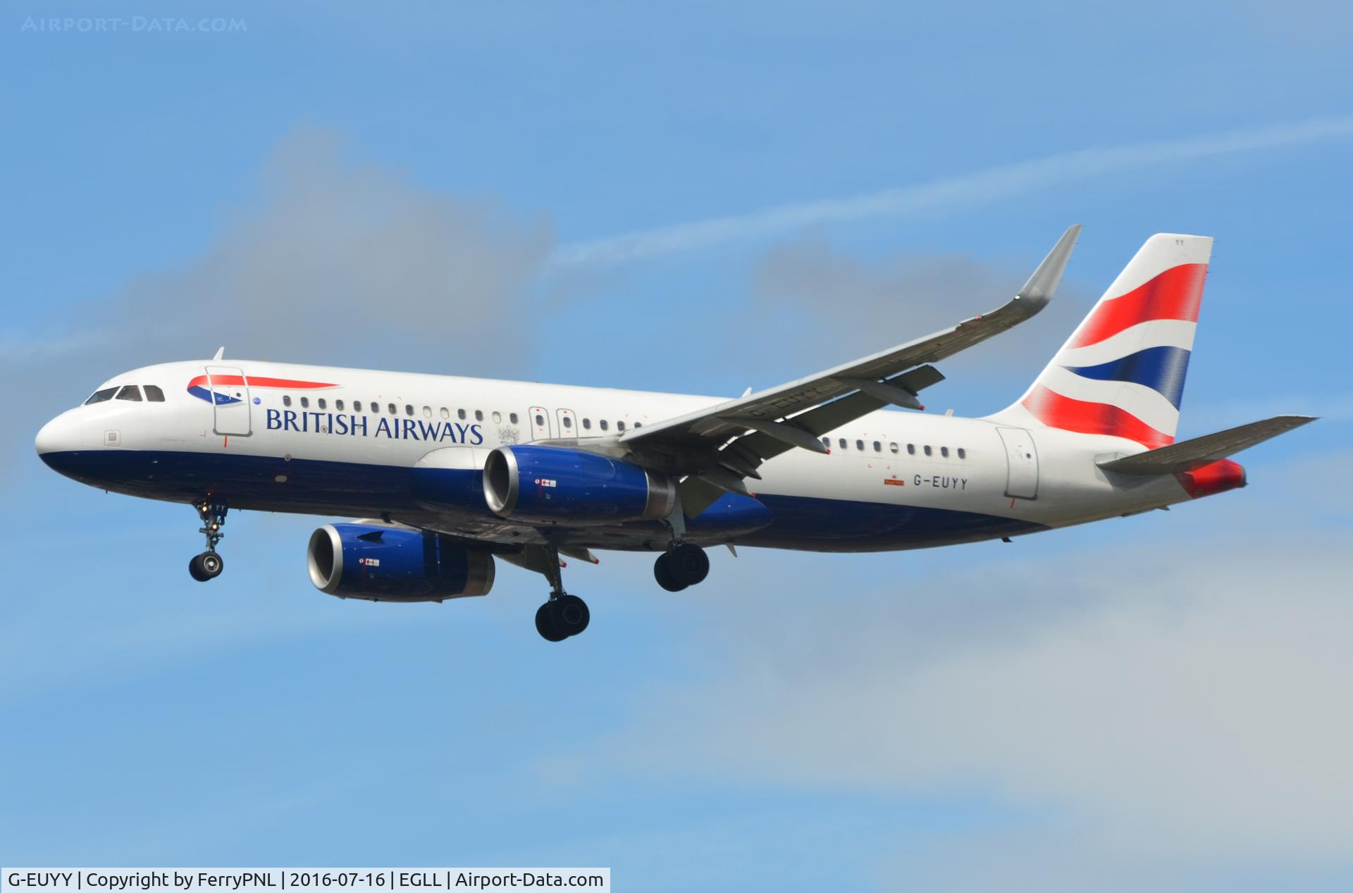 G-EUYY, 2014 Airbus A320-232 C/N 6290, BA A320 landing.