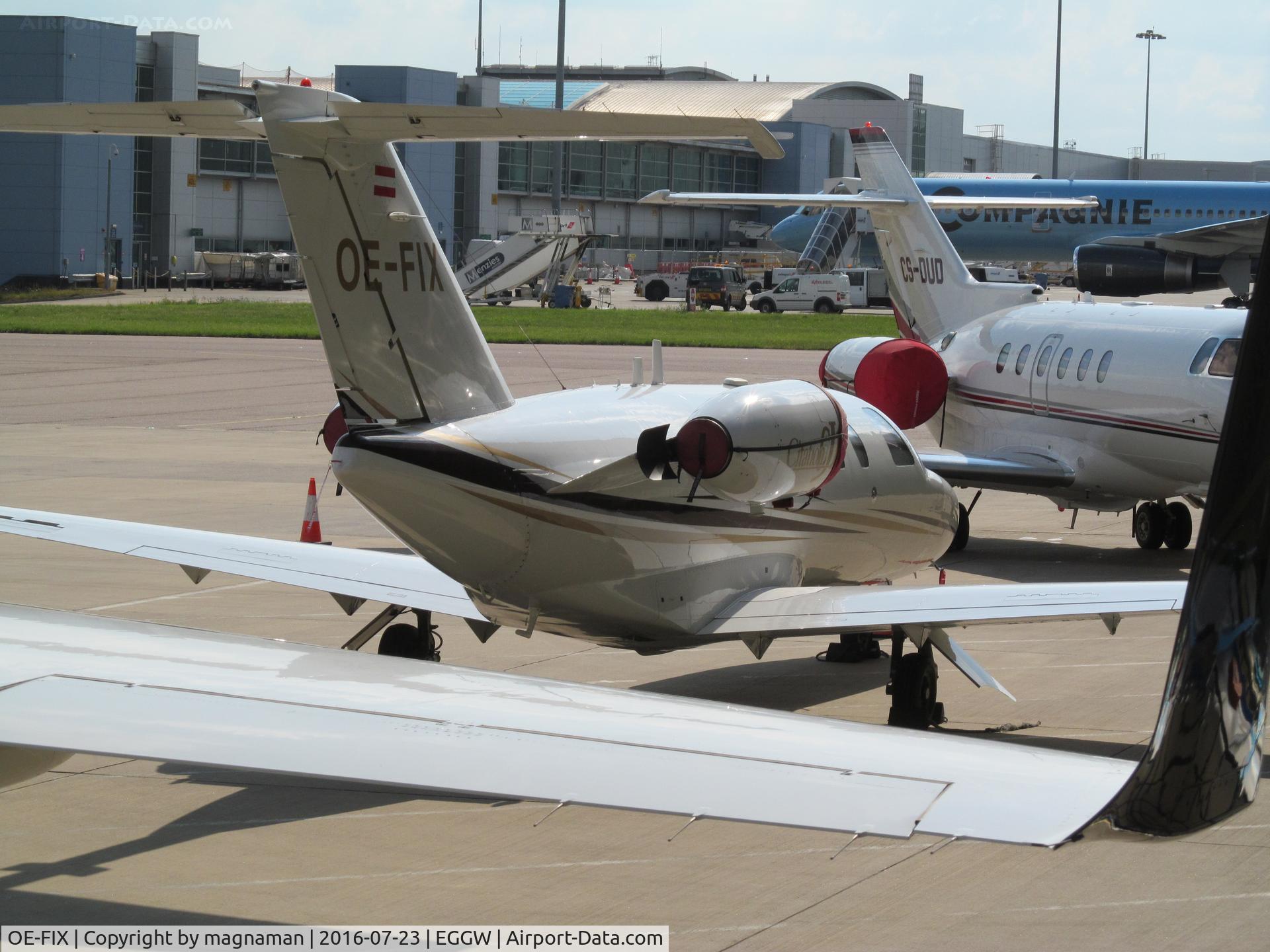 OE-FIX, 2002 Cessna 525 CitationJet CJ1 C/N 525-0480, hiding at luton