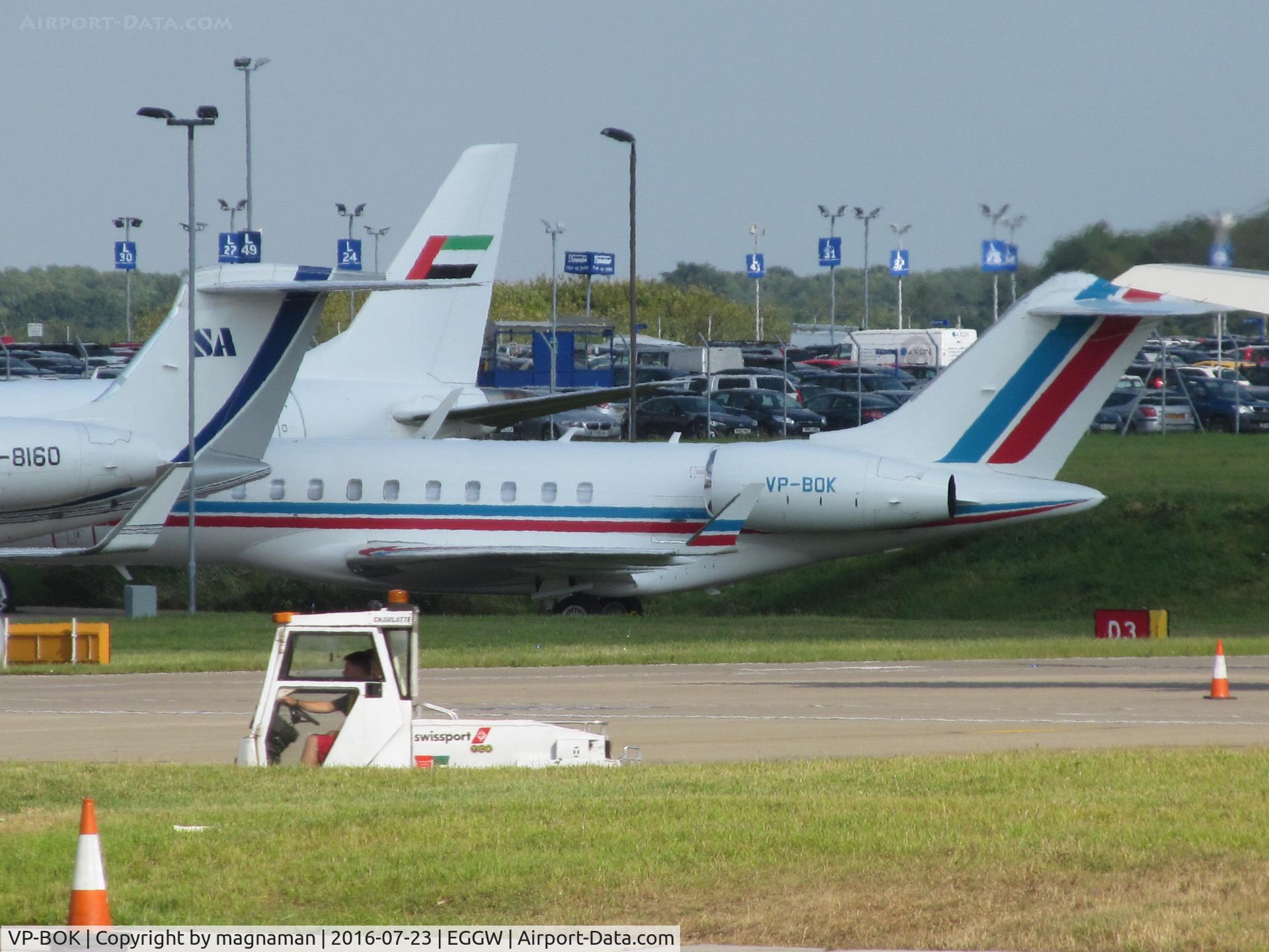 VP-BOK, 2001 Bombardier BD-700-1A10 Global Express C/N 9101, across apron at luton
