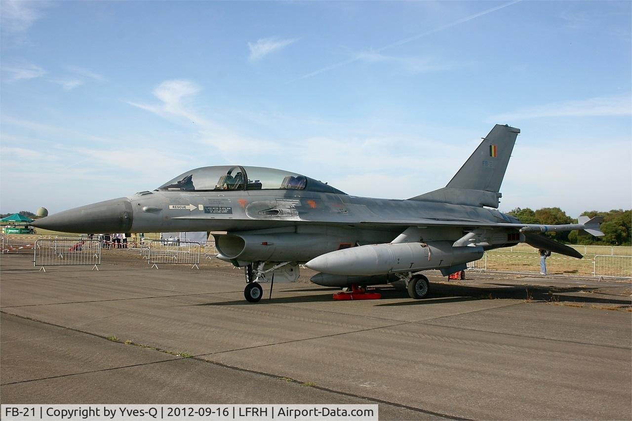 FB-21, General Dynamics F-16B Fighting Falcon C/N 6J-21, Belgian Air Force General Dynamics F-16BM Falcon, Static display, Lann Bihoué Naval Air Base (LFRH-LRT) Open day 2012