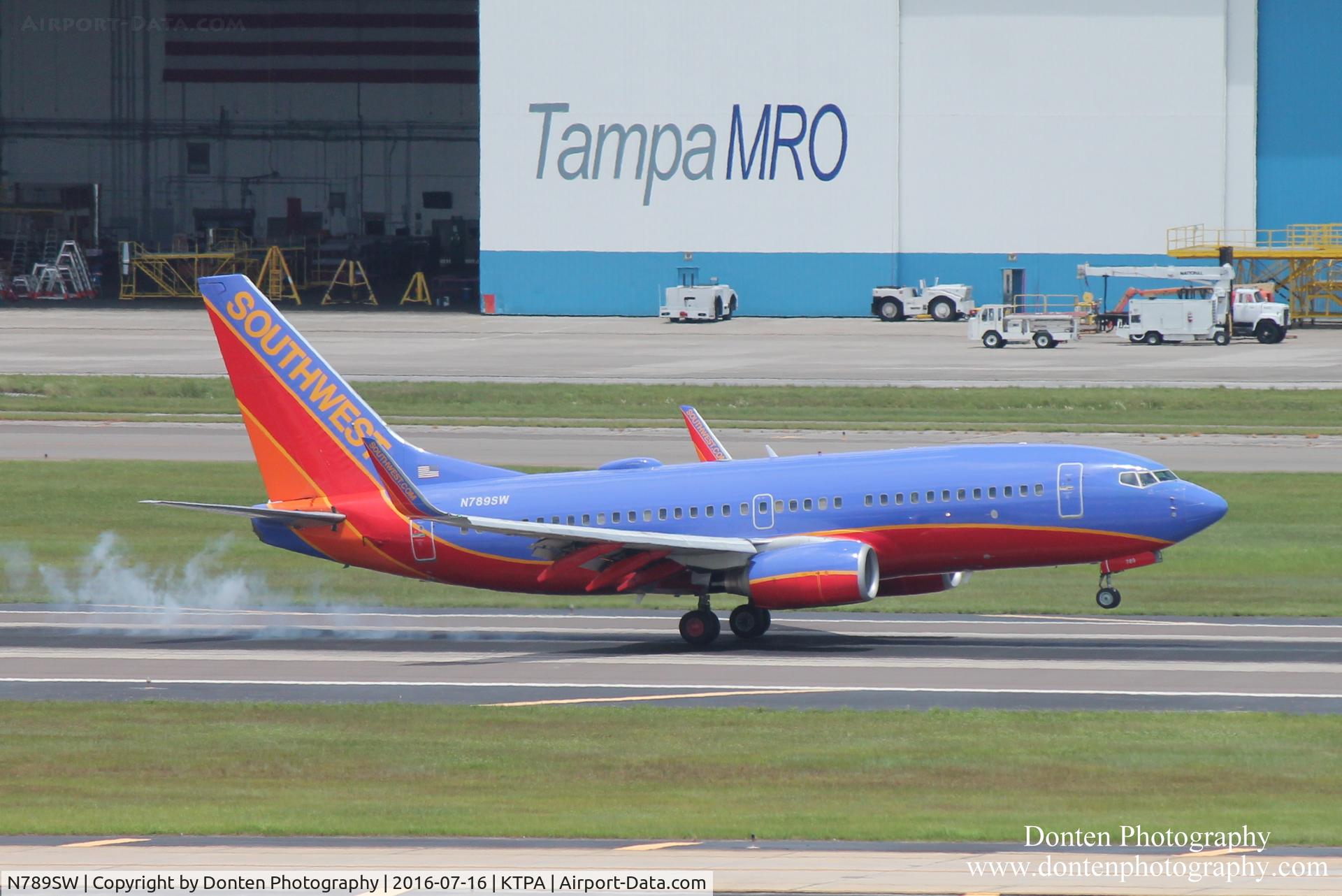 N789SW, 2000 Boeing 737-7H4 C/N 29816, Southwest Flight 1073 (N789SW) arrives at Tampa International Airport following flight from Manchester Airport