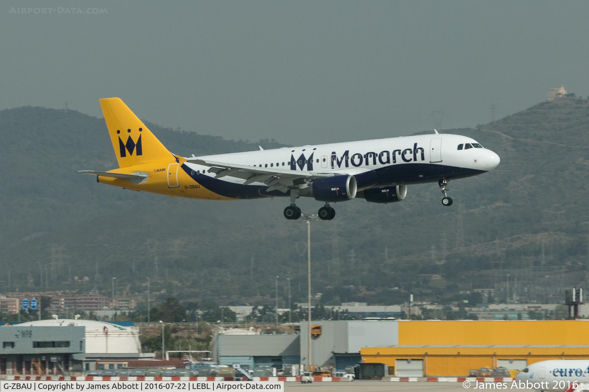 G-ZBAU, 2007 Airbus A320-214 C/N 3293, About to land in Barcelona