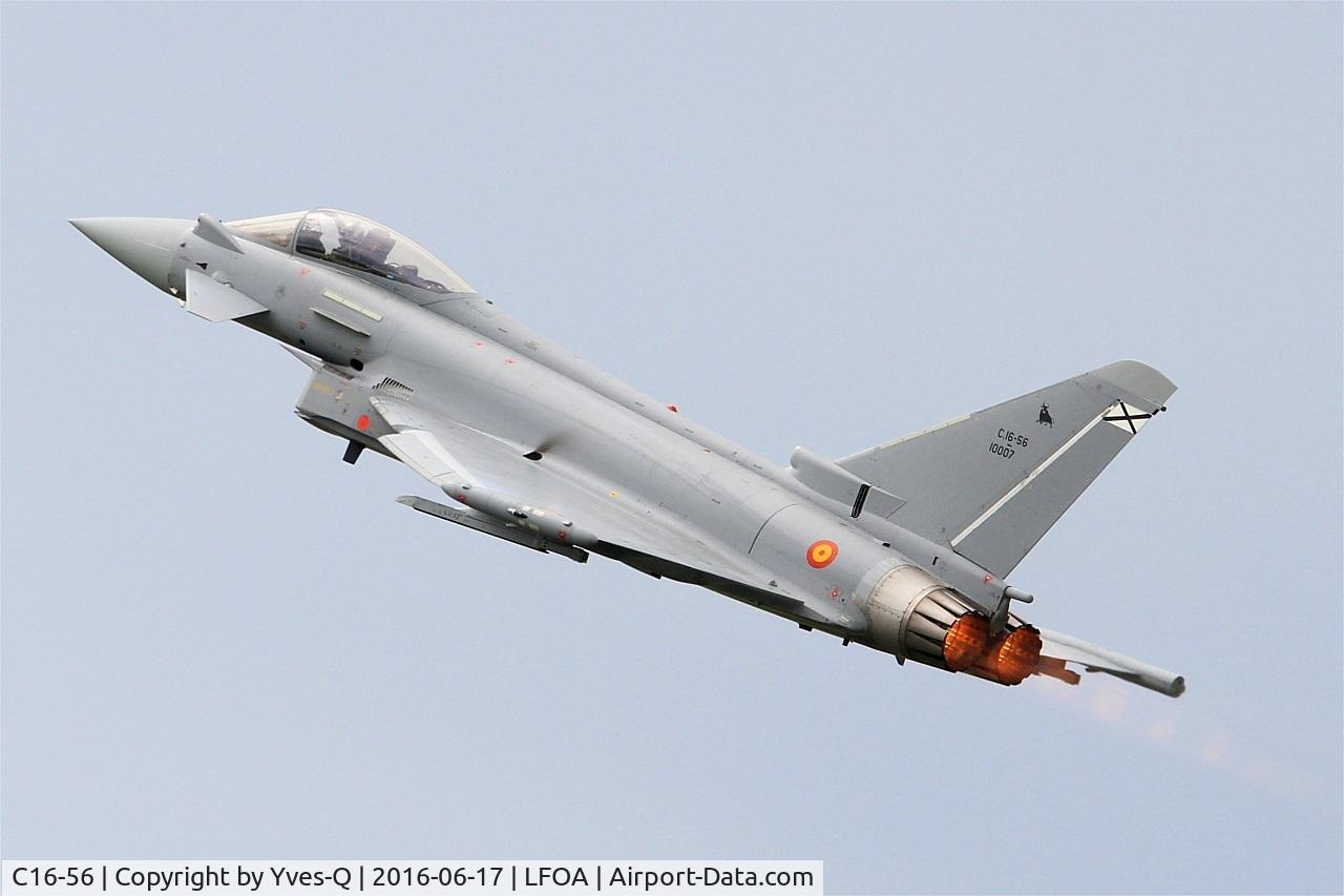 C16-56, Eurofighter EF-2000 Typhoon S C/N SS038, Spanish Air Force Eurofighter EF-2000 Typhoon S, Take off rwy 24, Avord Air Base 702 (LFOA) Open day 2016