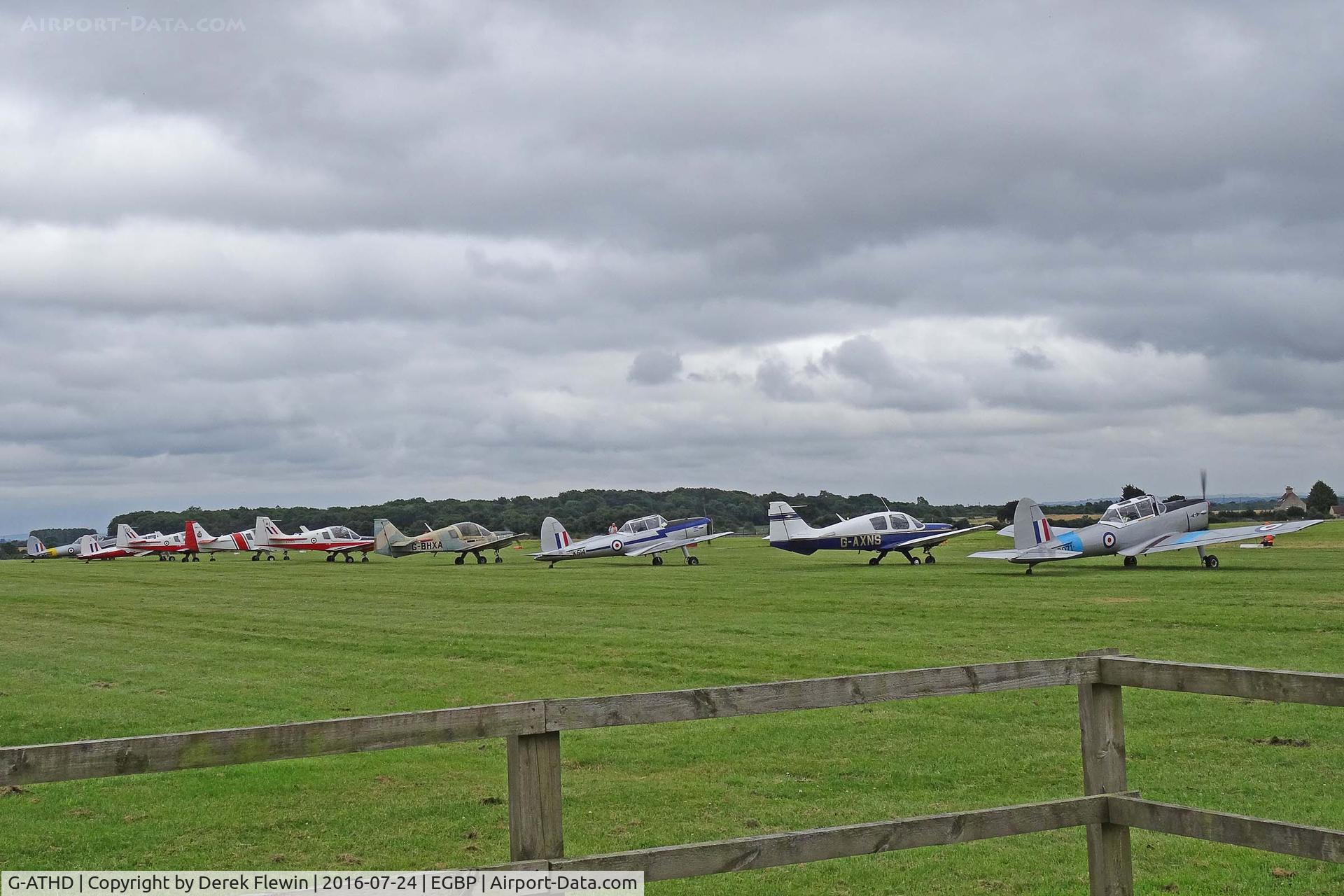 G-ATHD, 1953 De Havilland DHC-1 Chipmunk T.10 C/N C1/0837, Line up of a few Aircraft taking part in the Skysport Fly In.