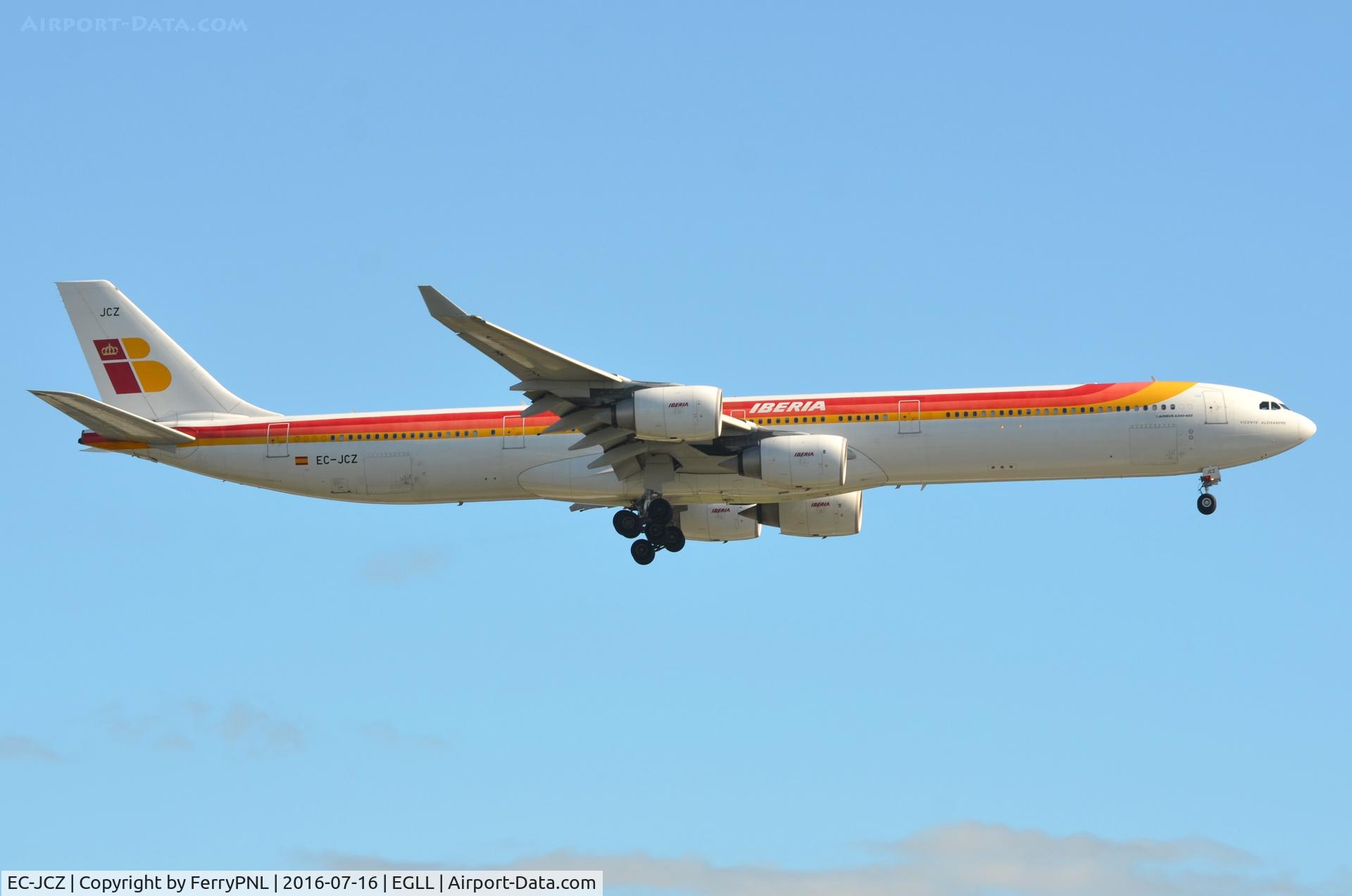 EC-JCZ, 2005 Airbus A340-642 C/N 619, Iberia A346 landing in LHR
