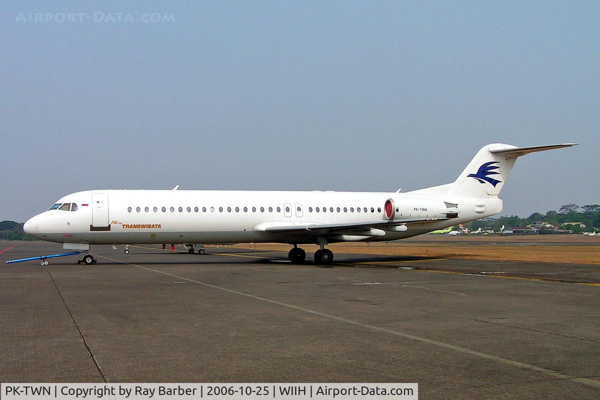 PK-TWN, 1993 Fokker 100 (F-28-0100) C/N 11335, Fokker F-100 [11335] (Transwisata Airlines) Jakarta-Halim Perdanakusuma Int~PK 25/10/2006