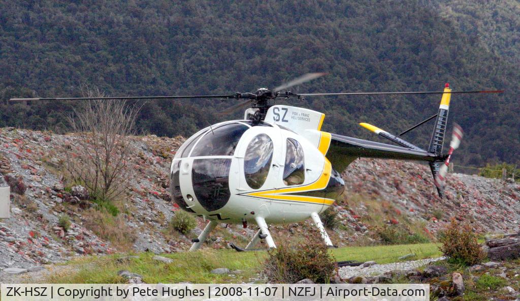 ZK-HSZ, Hughes 369HS C/N 150696S, ZK-HZS H369 at Franz Josef helipad NZ