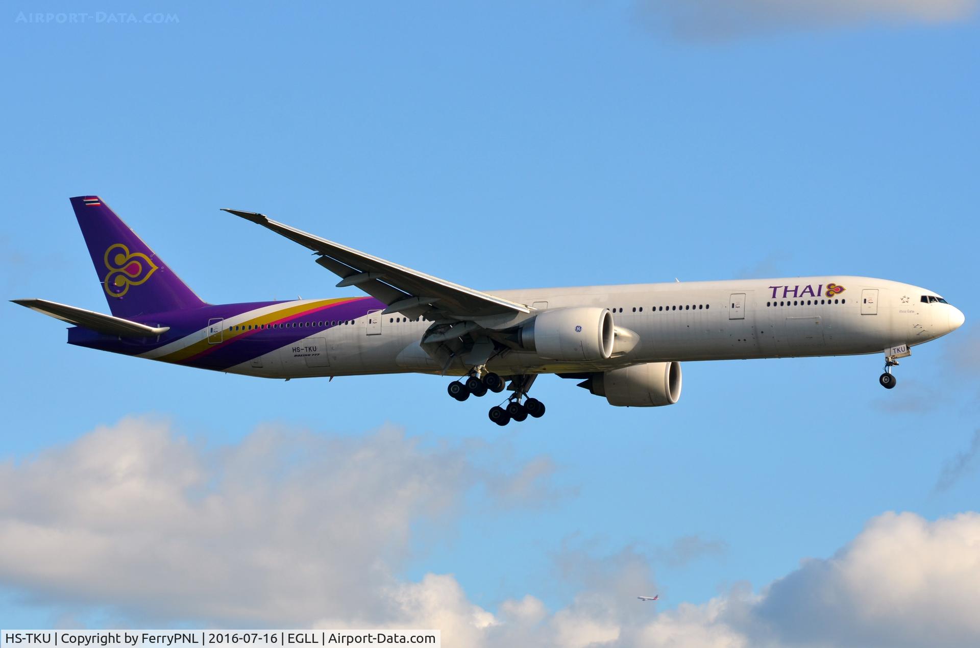 HS-TKU, 2013 Boeing 777-3D7/ER C/N 42110, Thai B773 landing in LHR