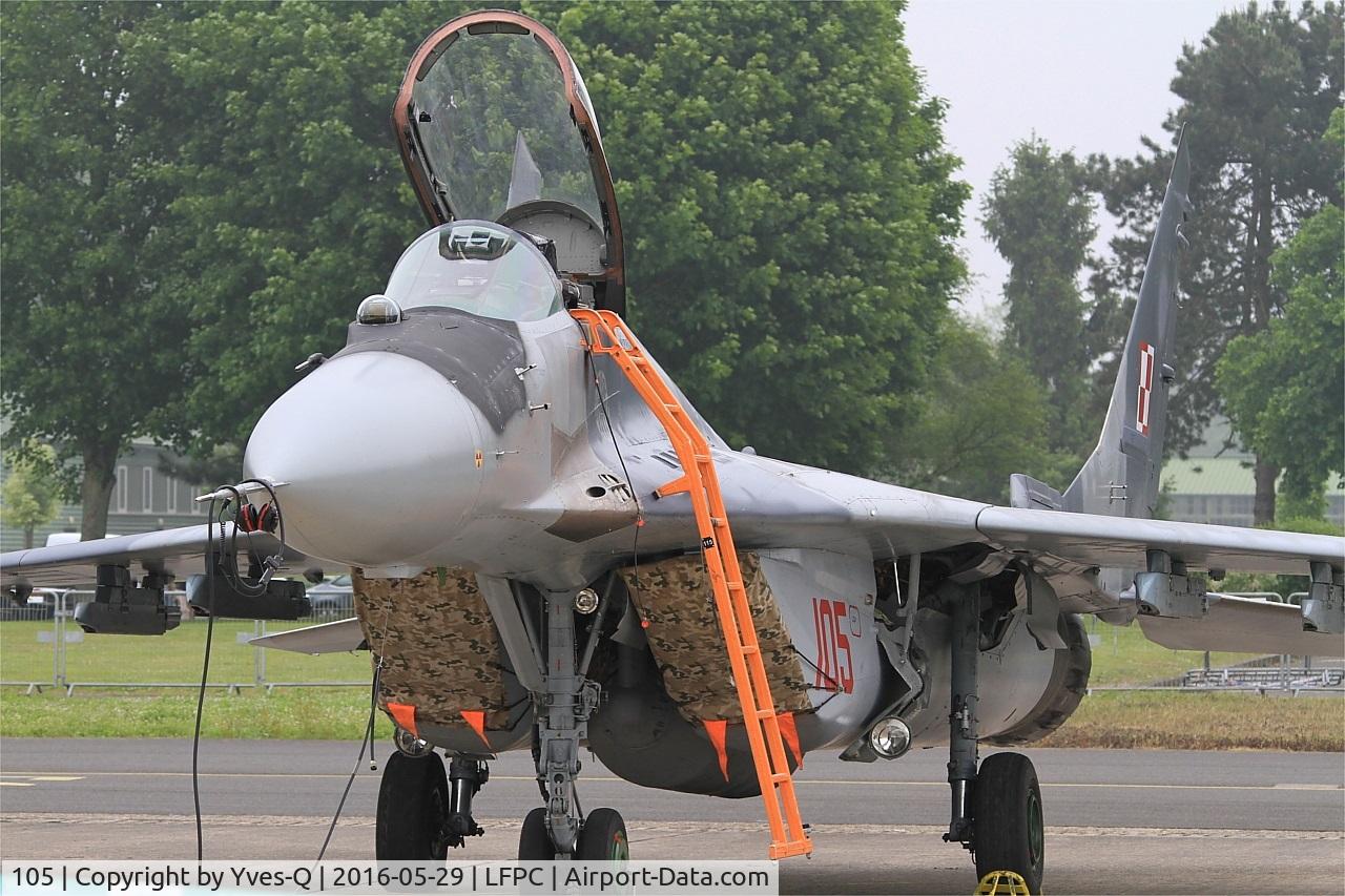 105, Mikoyan-Gurevich MiG-29A C/N 2960535105, Polish Air Force Mikoyan-Gurevich MiG-29A, Static display, Creil Air Base 110 (LFPC-CSF) Open day 2016