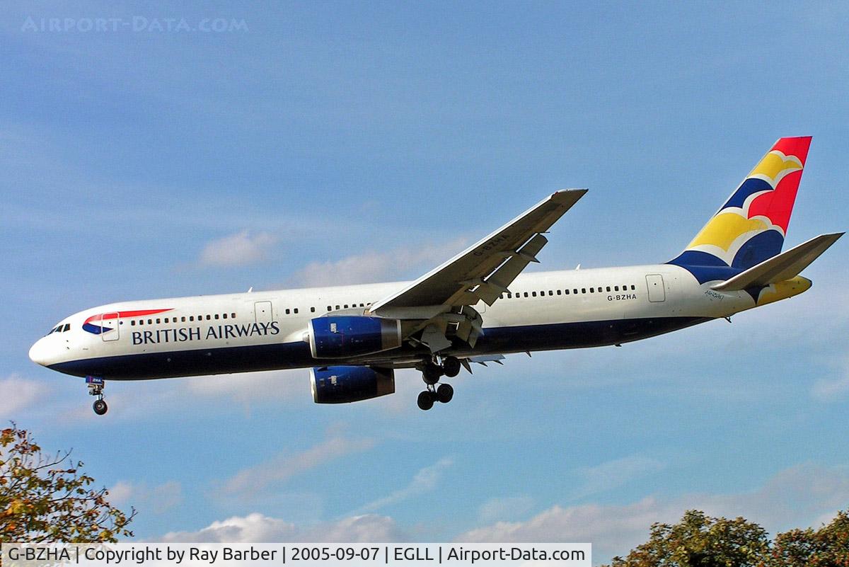 G-BZHA, 1998 Boeing 767-336 C/N 29230, Boeing 767-336ER [29230] (British Airways) Heathrow~G 07/09/2005. On finals 27L.