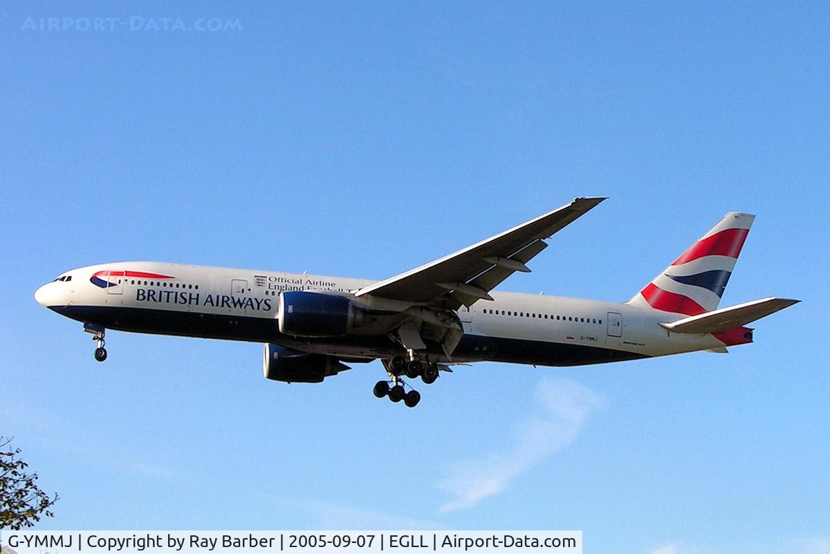 G-YMMJ, 2000 Boeing 777-236 C/N 30311, Boeing 777-236ER [30311] (British Airways) Heathrow~G 07/09/2005. Wears titles 