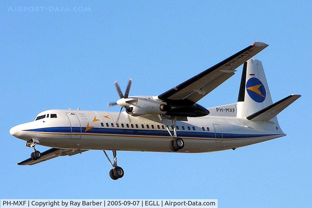 PH-MXF, 1993 Fokker 50 C/N 20283, Fokker F-50 [20283] (Denim Air) Heathrow~G 07/09/2005