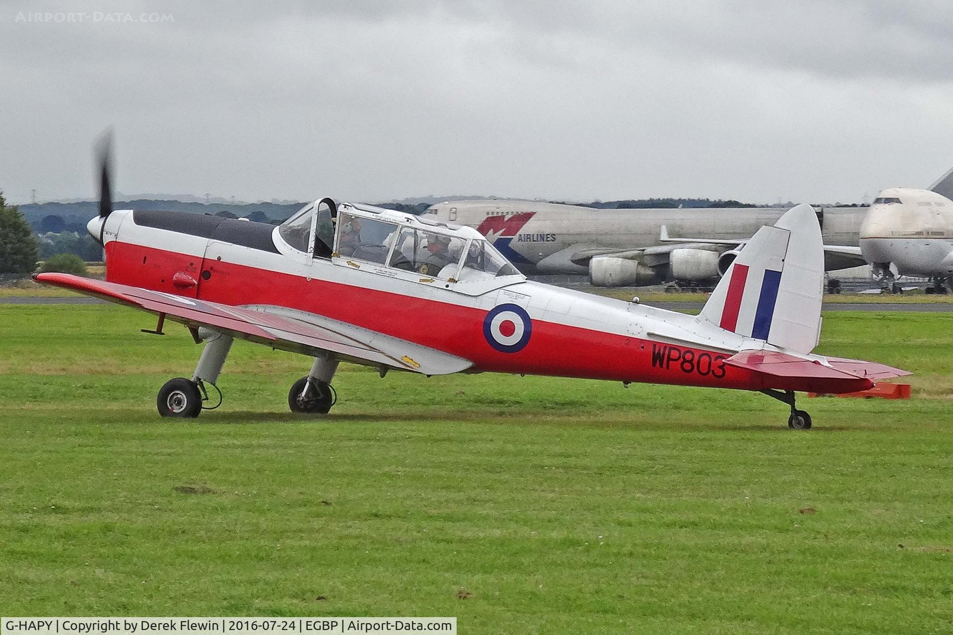 G-HAPY, 1952 De Havilland DHC-1 Chipmunk T.10 C/N C1/0697, Chipmunk, Wycombe Air Park Buckinghamshire based, previously WP803, seen at the Skysport Fly In.