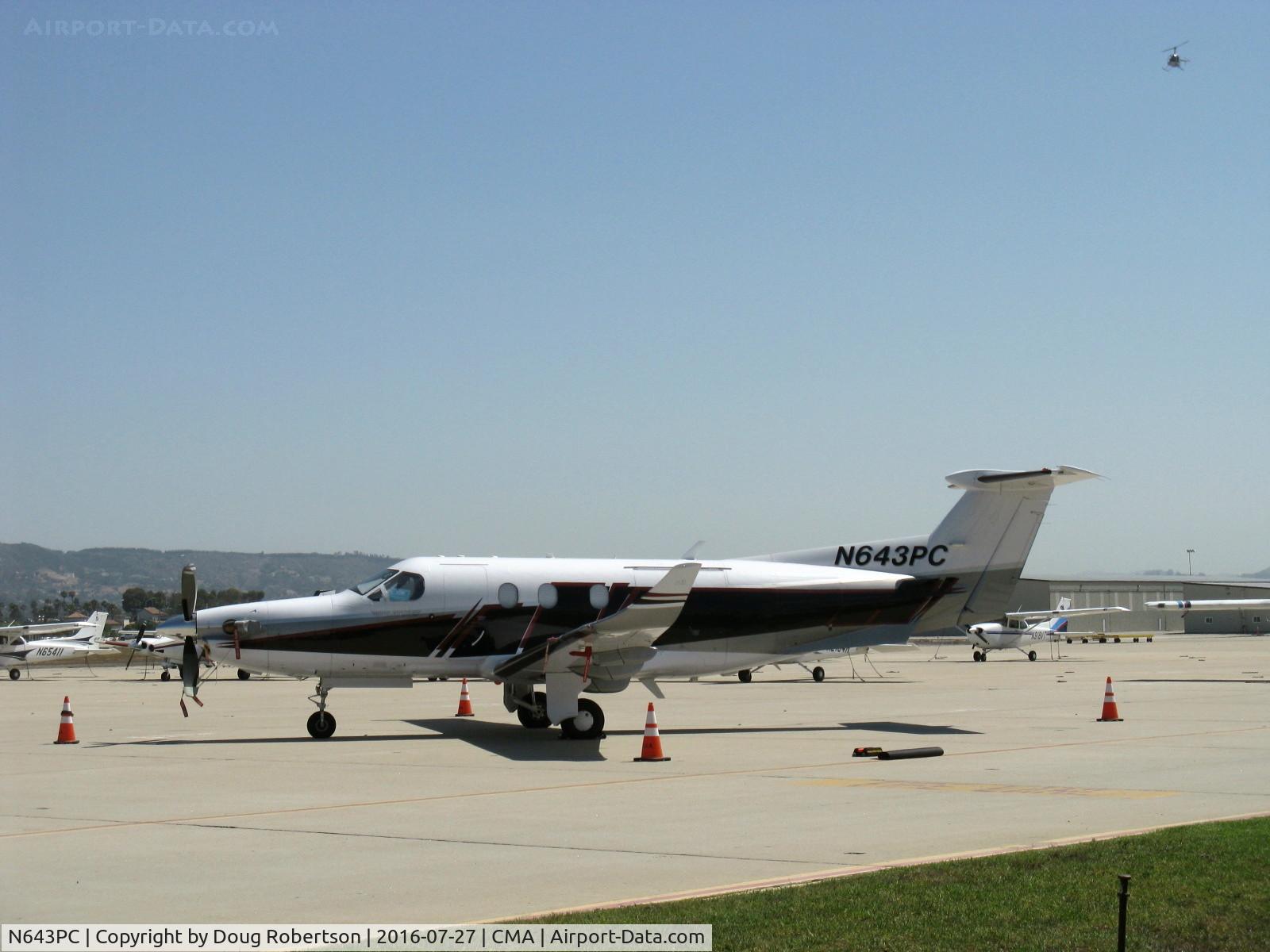 N643PC, 2005 Pilatus PC-12/45 C/N 643, 2005 Pilatus PC-12/45, one P&W(C)PT6A-67B turboprop, nine seats, on transient ramp