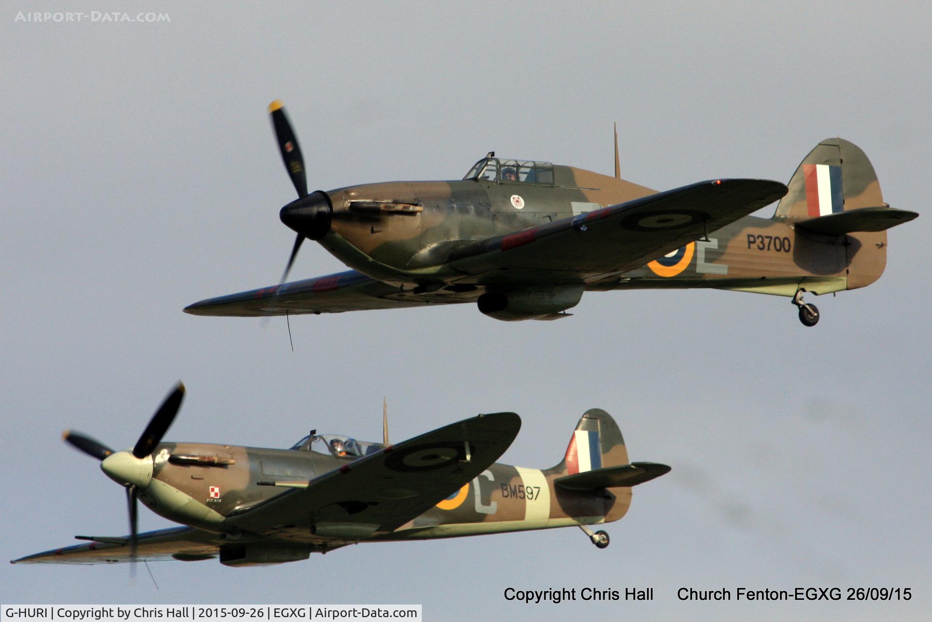 G-HURI, 1942 Hawker (CCF) Hurricane Mk12A C/N 72036, at the Yorkshire Airshow
