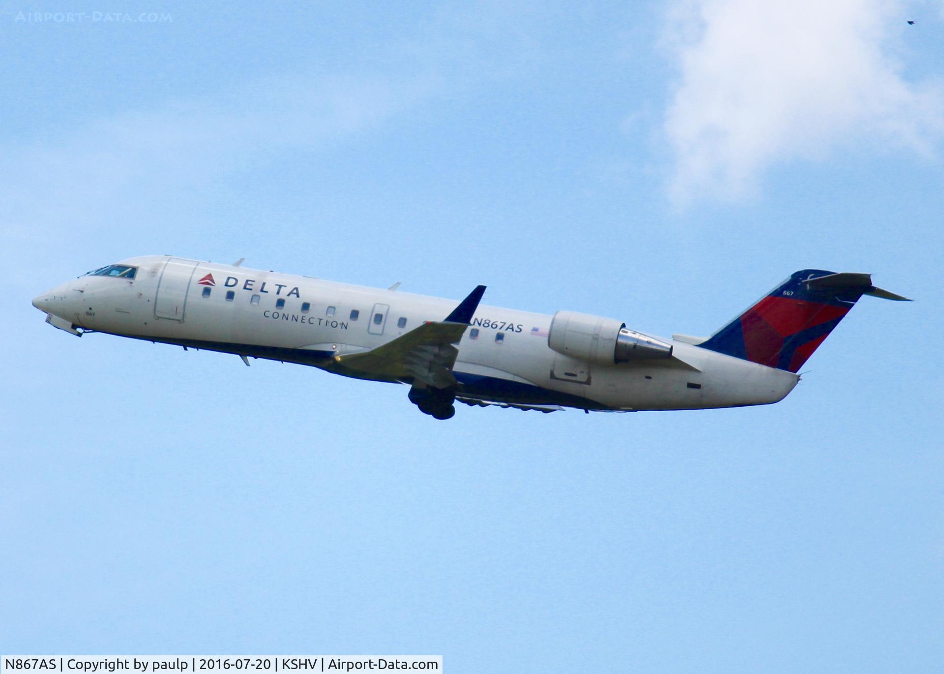 N867AS, 2000 Bombardier CRJ-200ER (CL-600-2B19) C/N 7463, At Shreveport Regional.