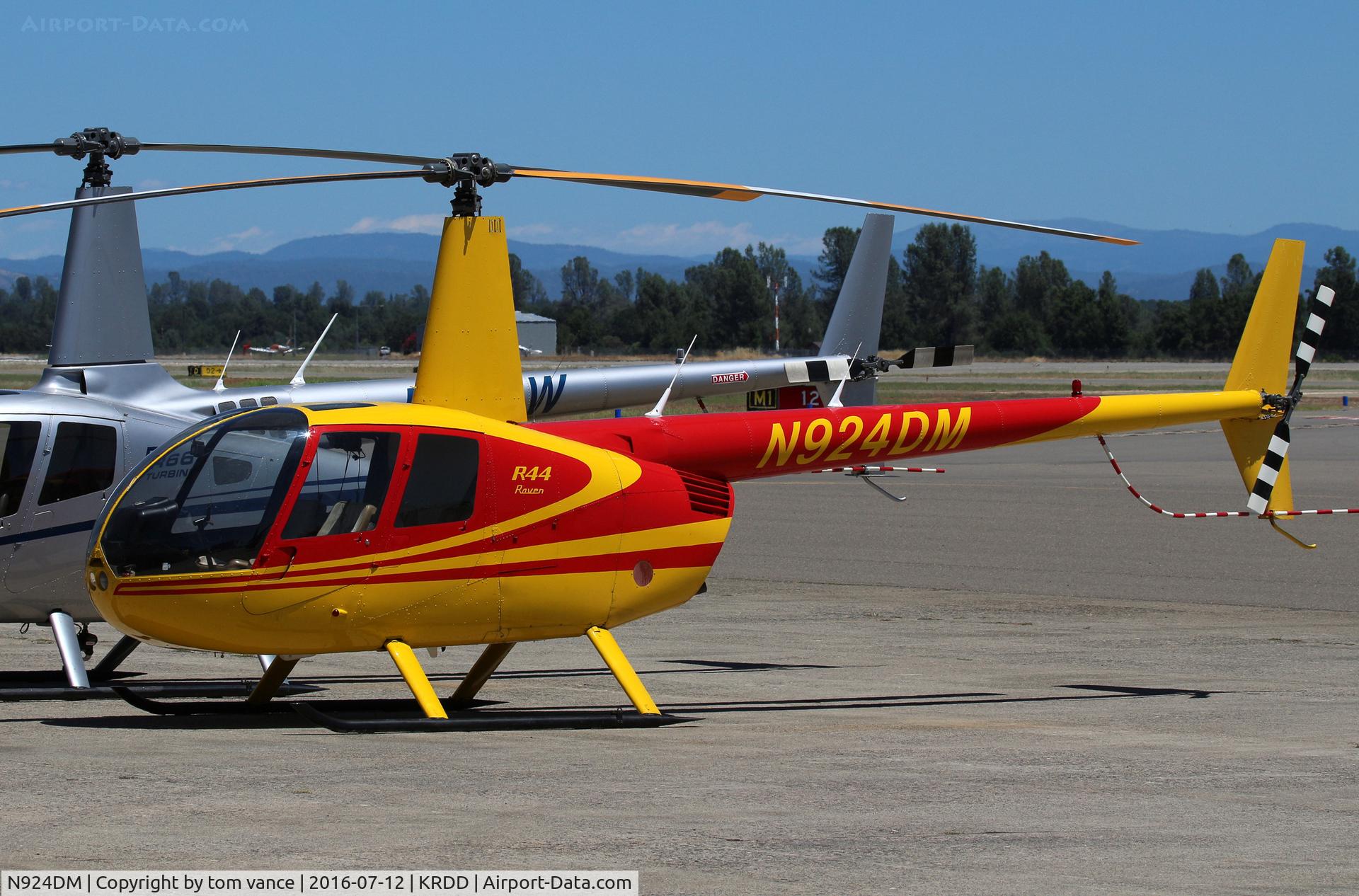 N924DM, 2002 Robinson R44 C/N 1253, R-44 parked on the ramp at Air Shasta.