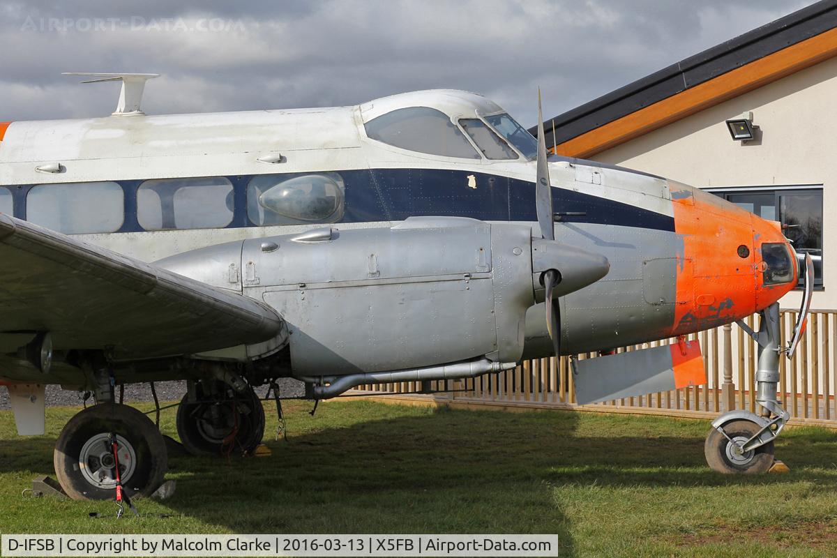 D-IFSB, De Havilland DH-104 Dove 2B C/N 04379, De Havilland DH-104 Dove 2B. The first airframe delivered to Fishburn Airfield for the soon to be established Fishburn Historic Aviation Centre. March 13th 2016.