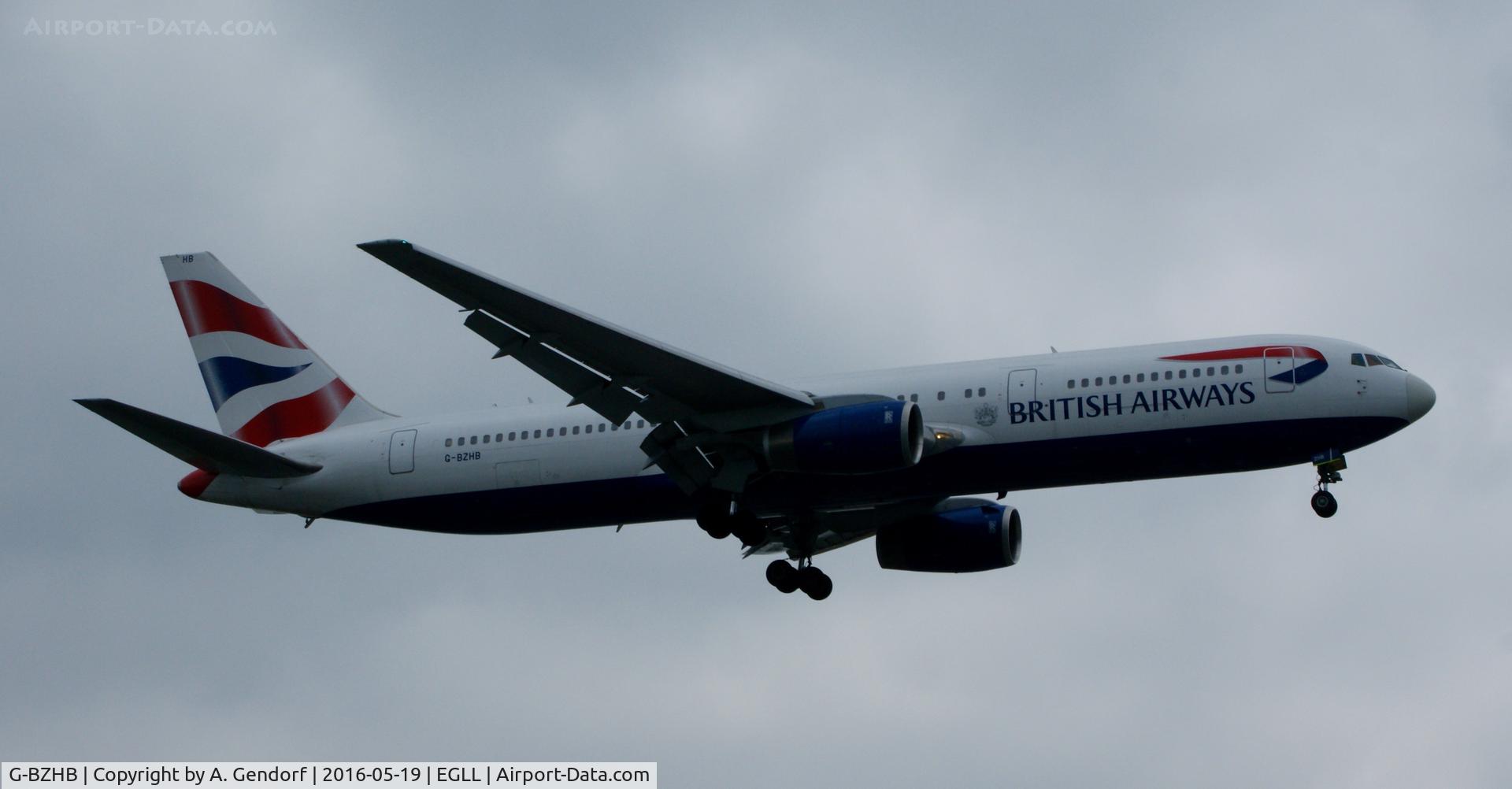 G-BZHB, 1998 Boeing 767-336 C/N 29231, British Airways, is here on finals RWY 27R at London Heathrow(EGLL)
